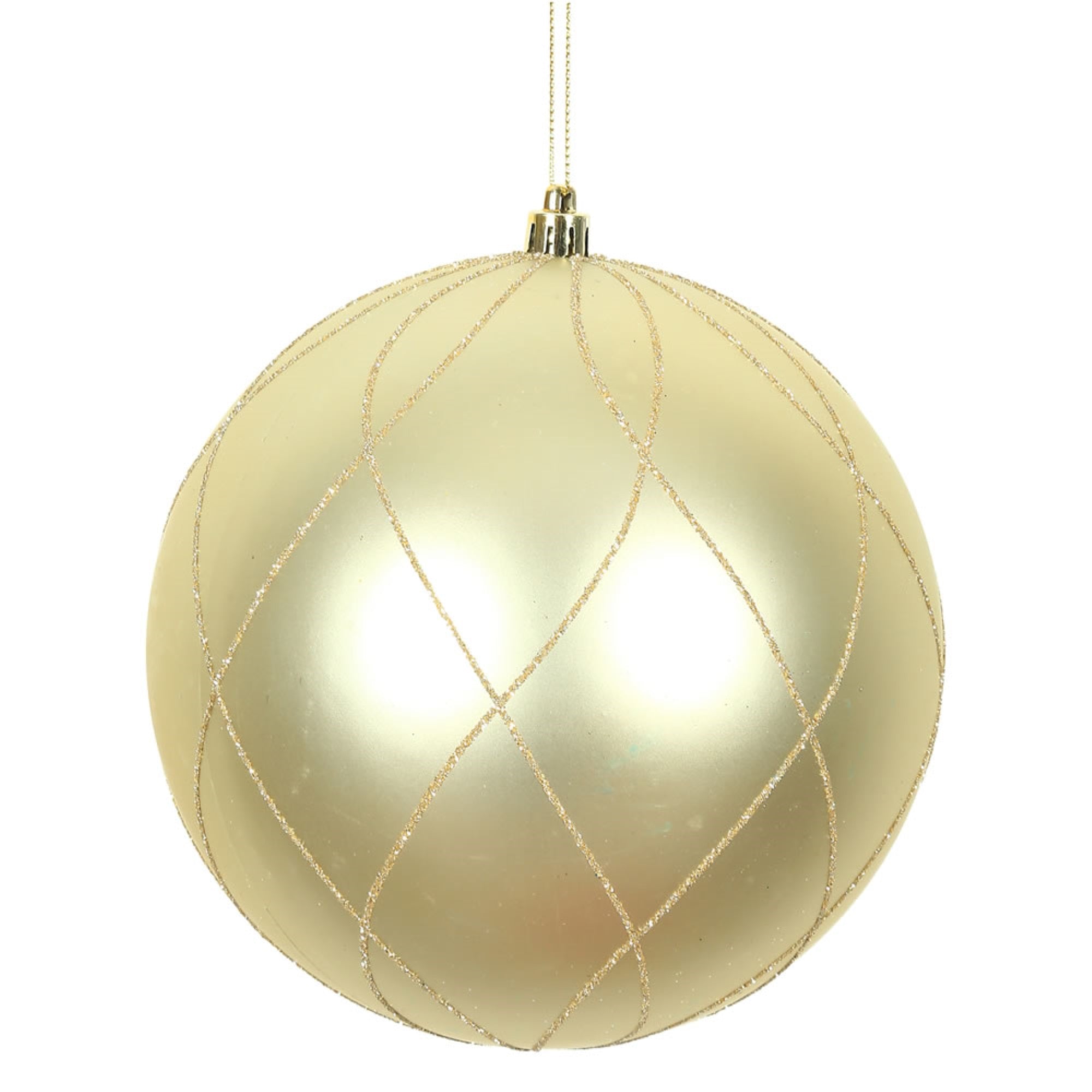 4” Champagne Matt Glitt Swirl Ball 4/Bx