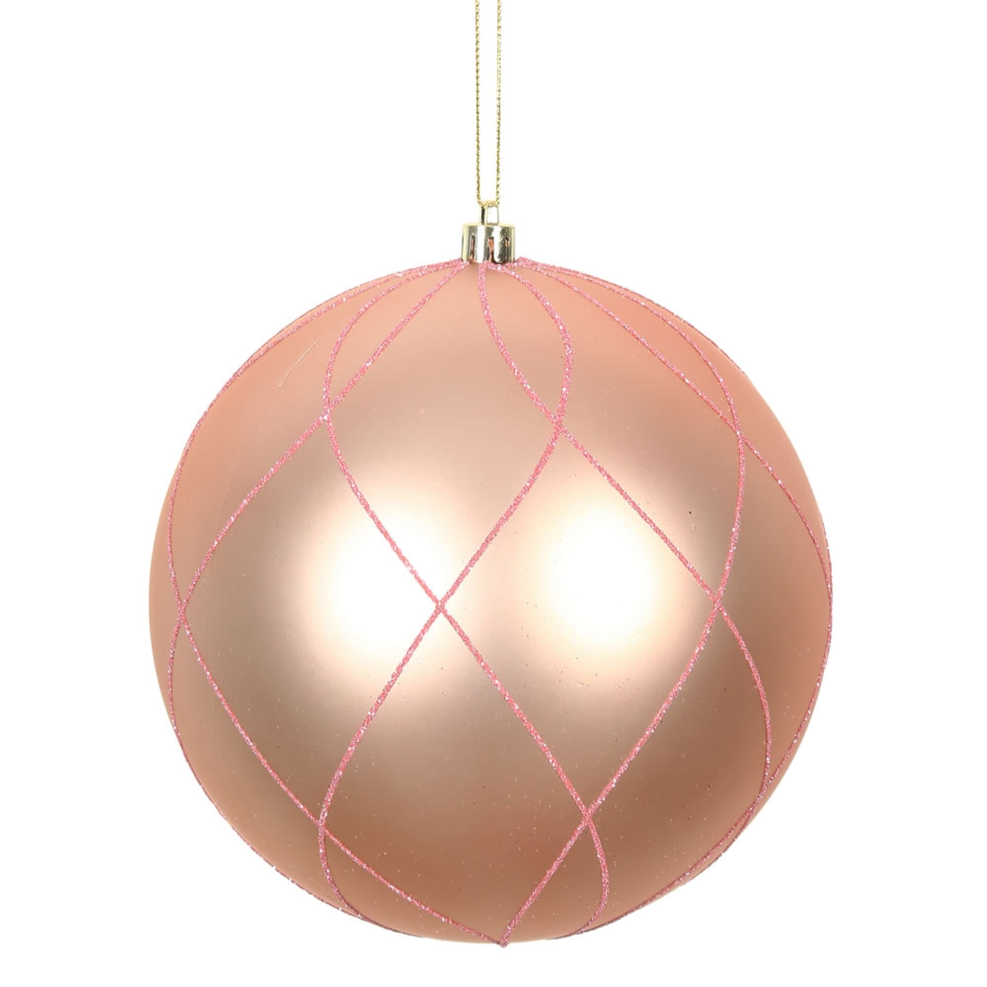 4” Rose Gold Matt Glitt Swirl Ball 4/Bx