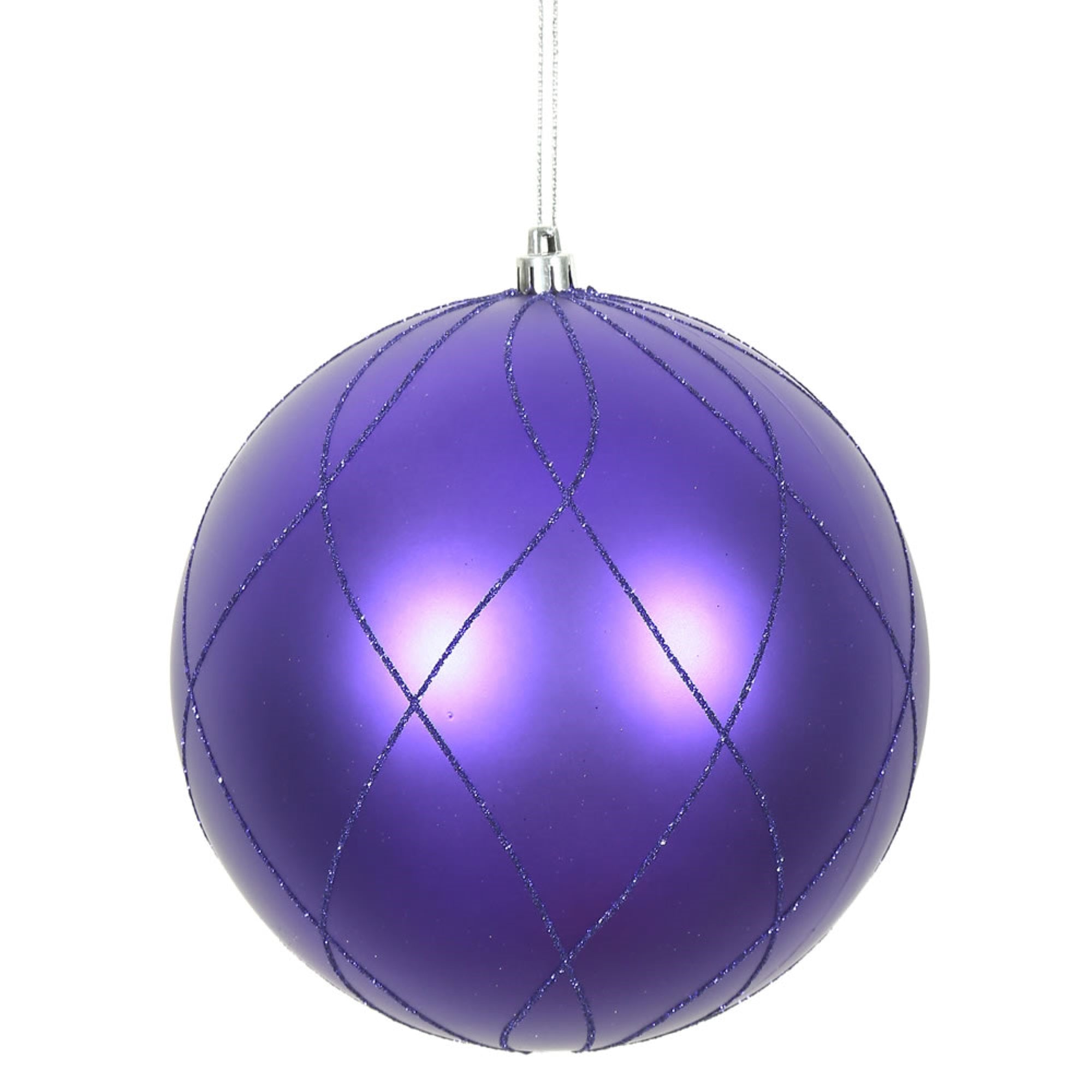 4” Purple Matt Glitter Swirl Ball 4/Bx