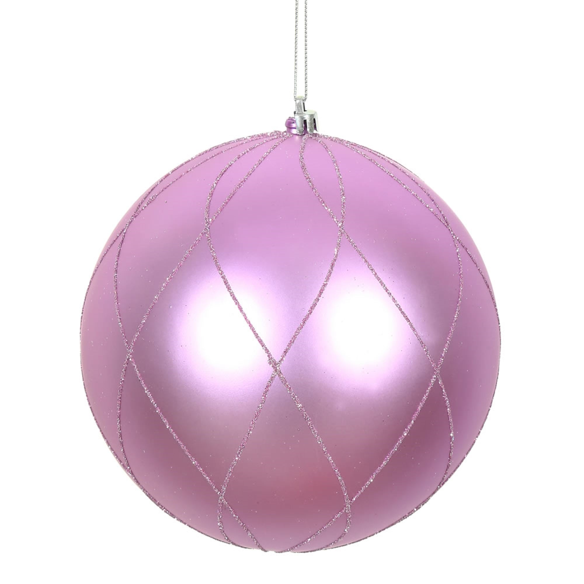 4” Orchid Matt Glitter Swirl Ball 4/Bx