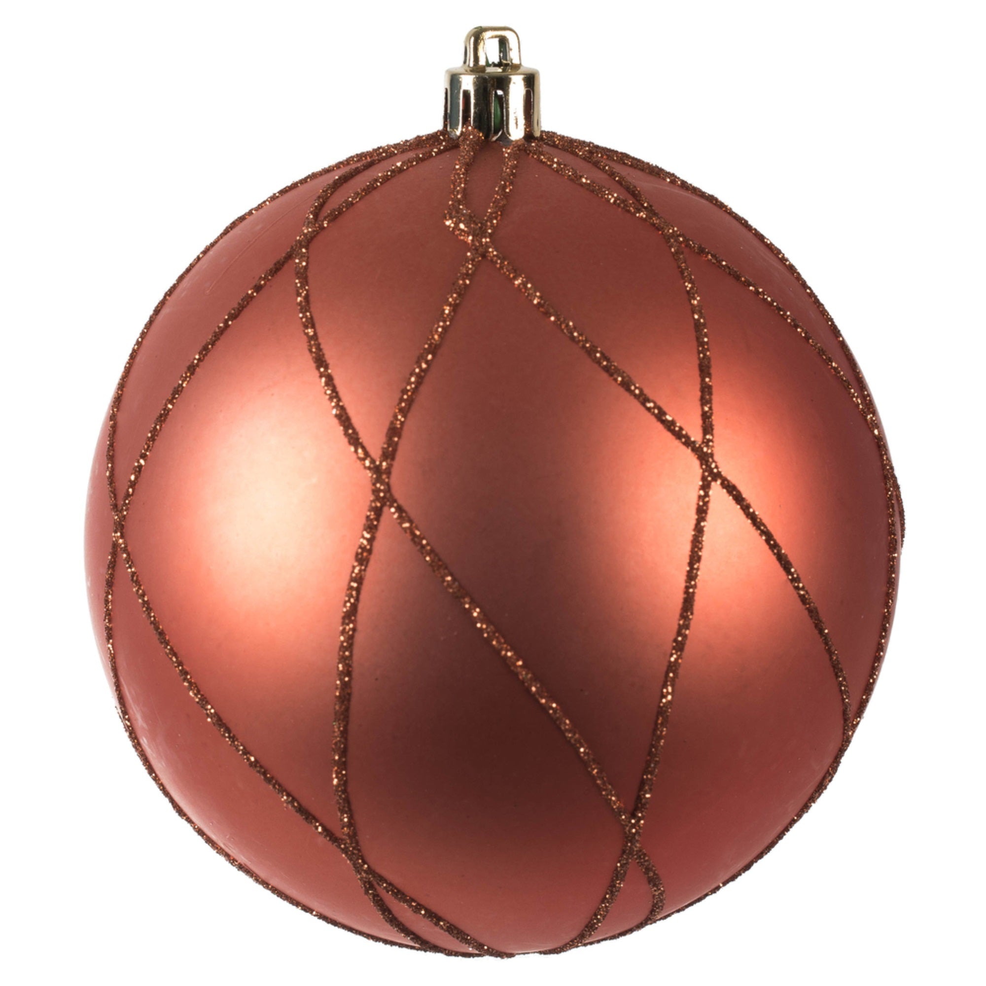 4” Coral Matt Glitter Swirl Ball 4/Bx