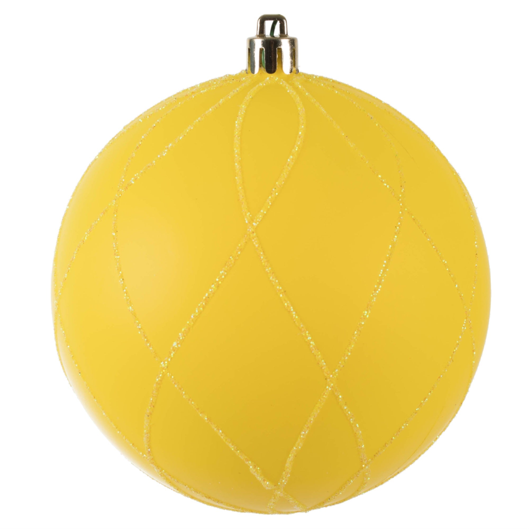 4” Yellow Matt Glitter Swirl Ball 4/Bx