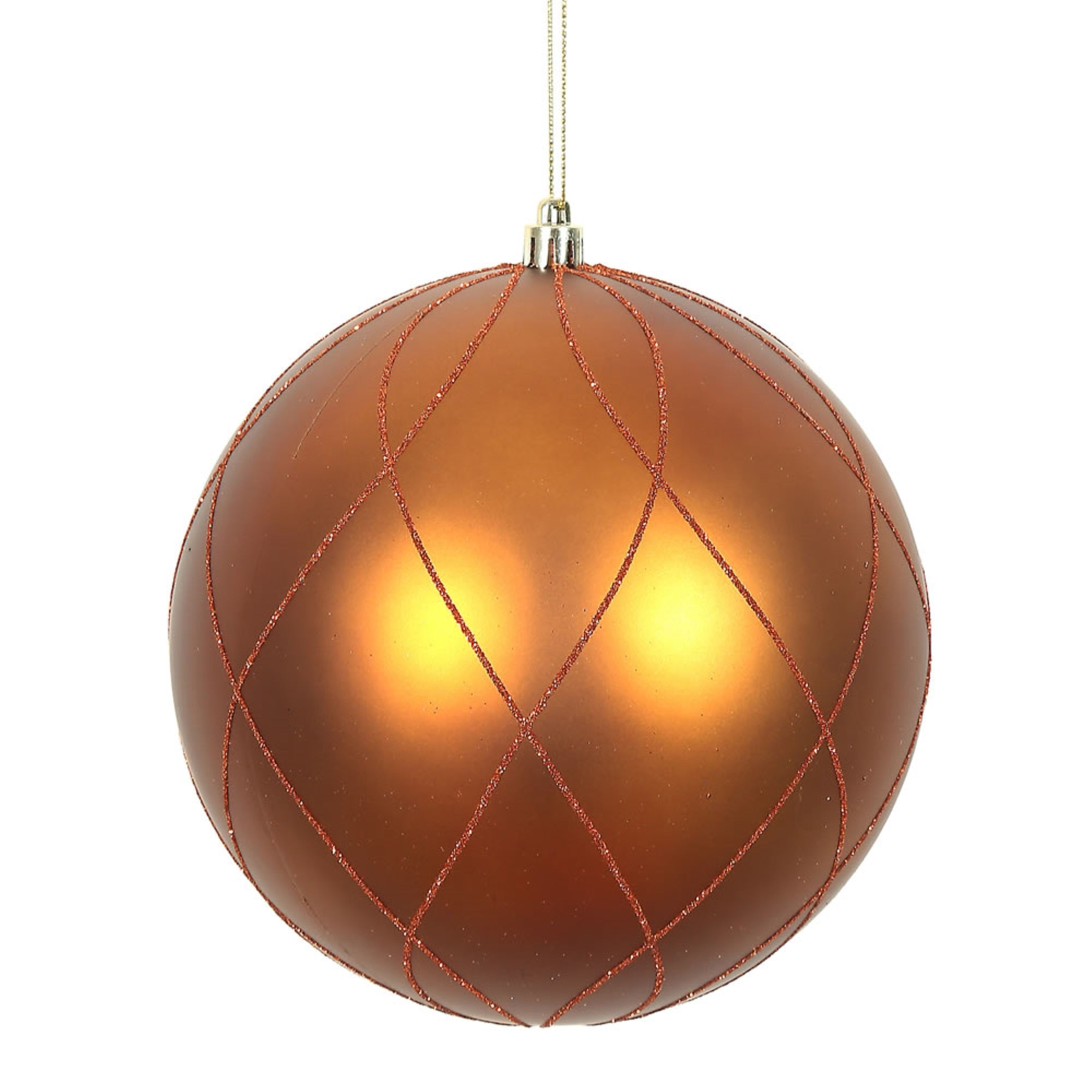 4” Copper Matt Glitter Swirl Ball 4/Bx