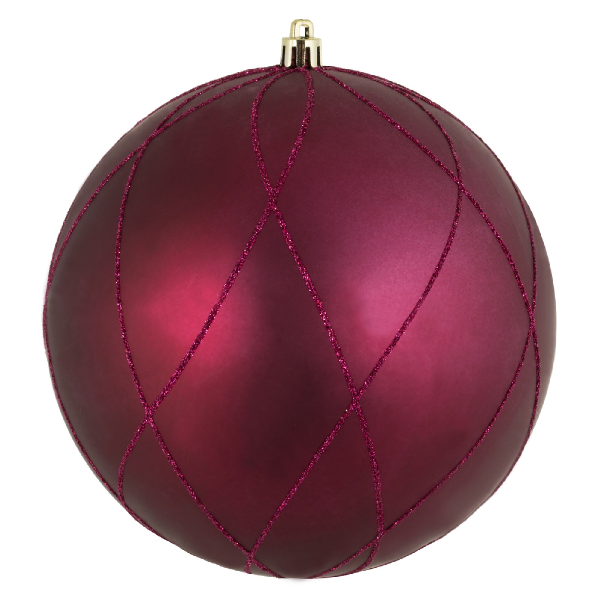 6” Berry Red Matte Glit Swirl Ball 3/Bx