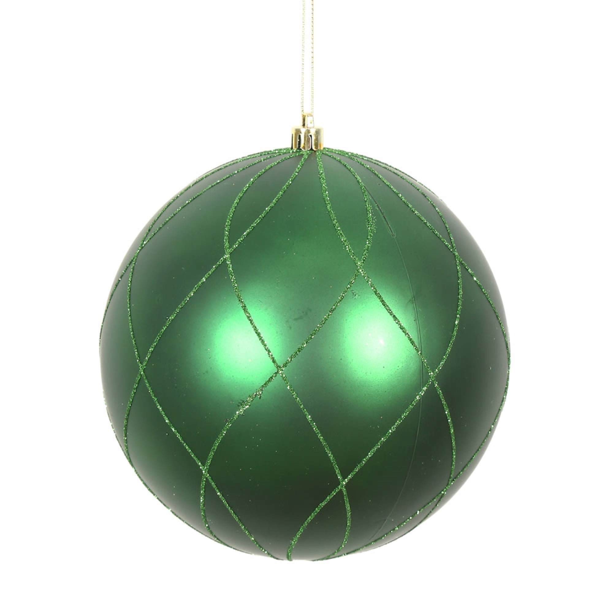 6” Emerald Matt Glitter Swirl Ball 3/Bx