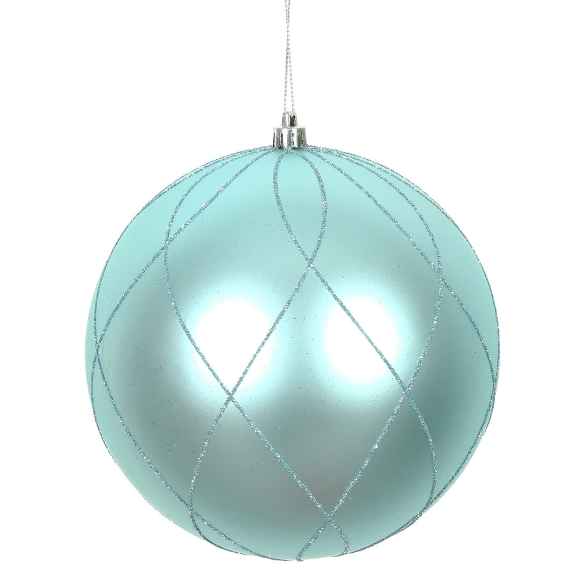 6” Baby Blue Matt Glitt Swirl Ball 3/Bx