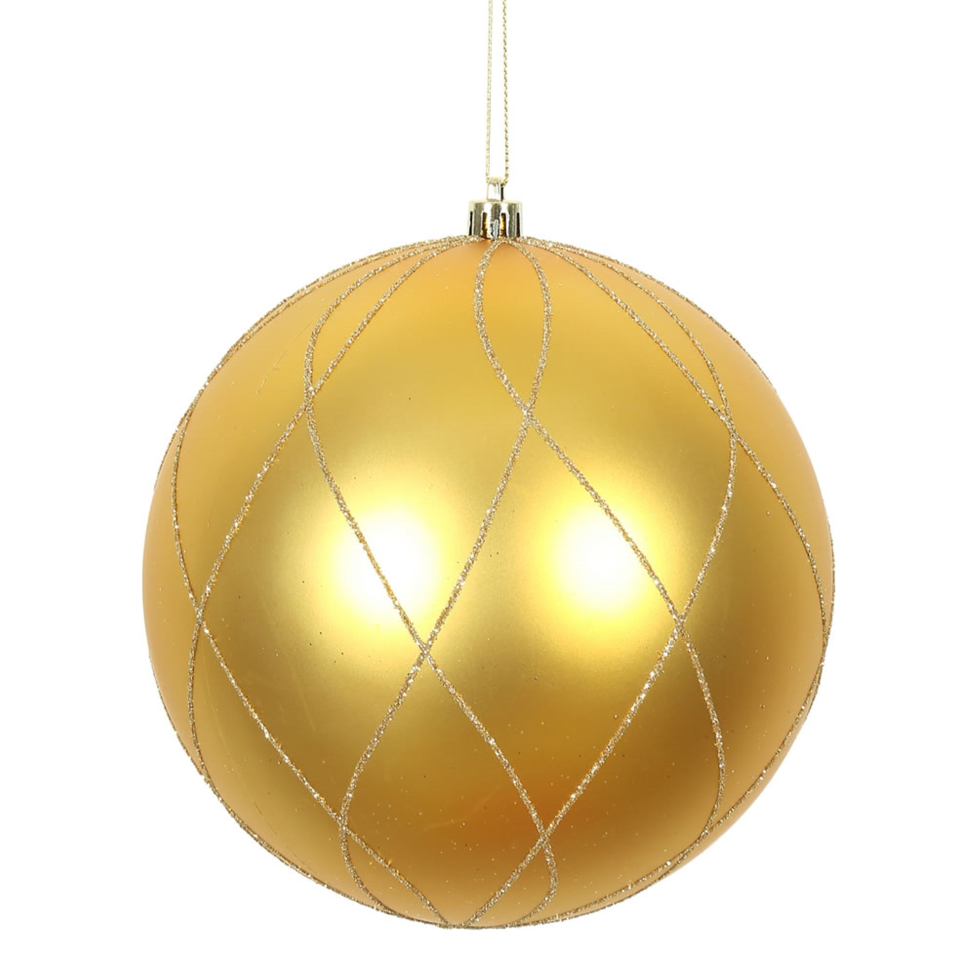 6” Honey Gold Matt Glitt Swirl Ball 3/Bx
