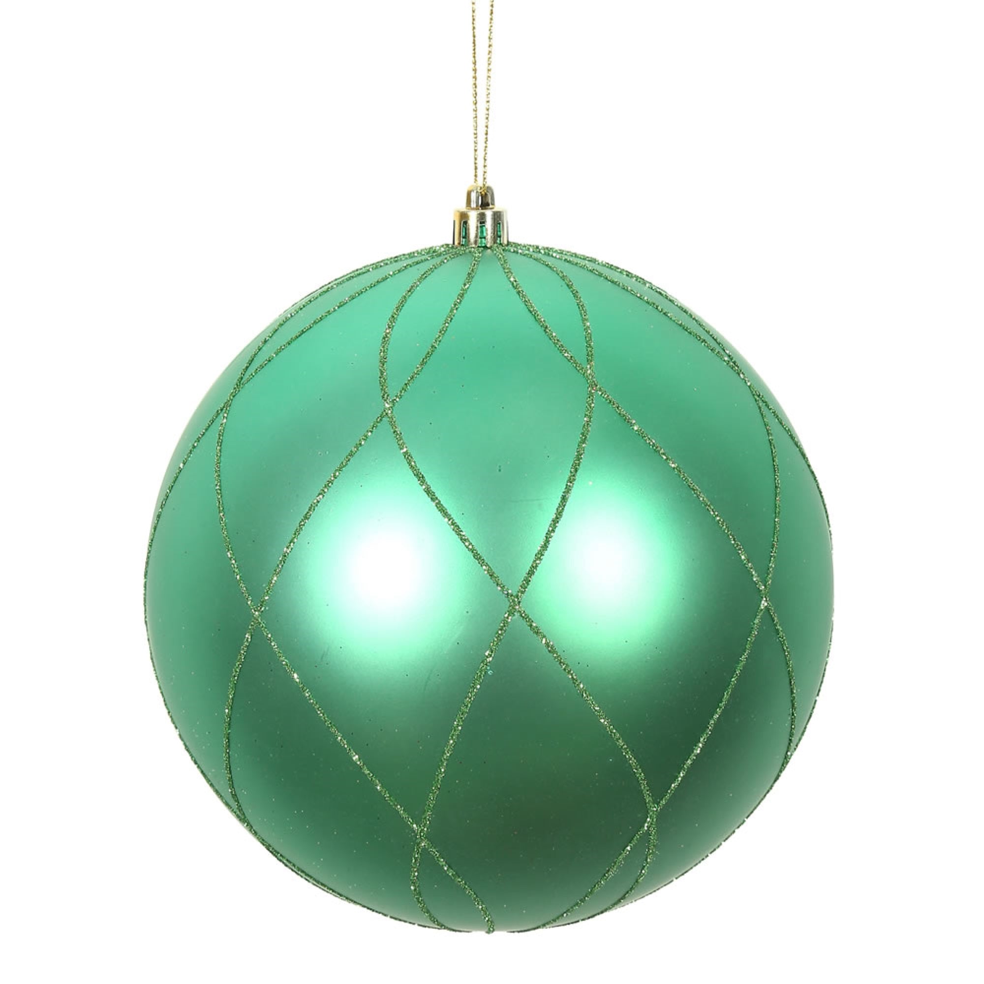 6” Seafoam Matt Glitter Swirl Ball 3/Bx