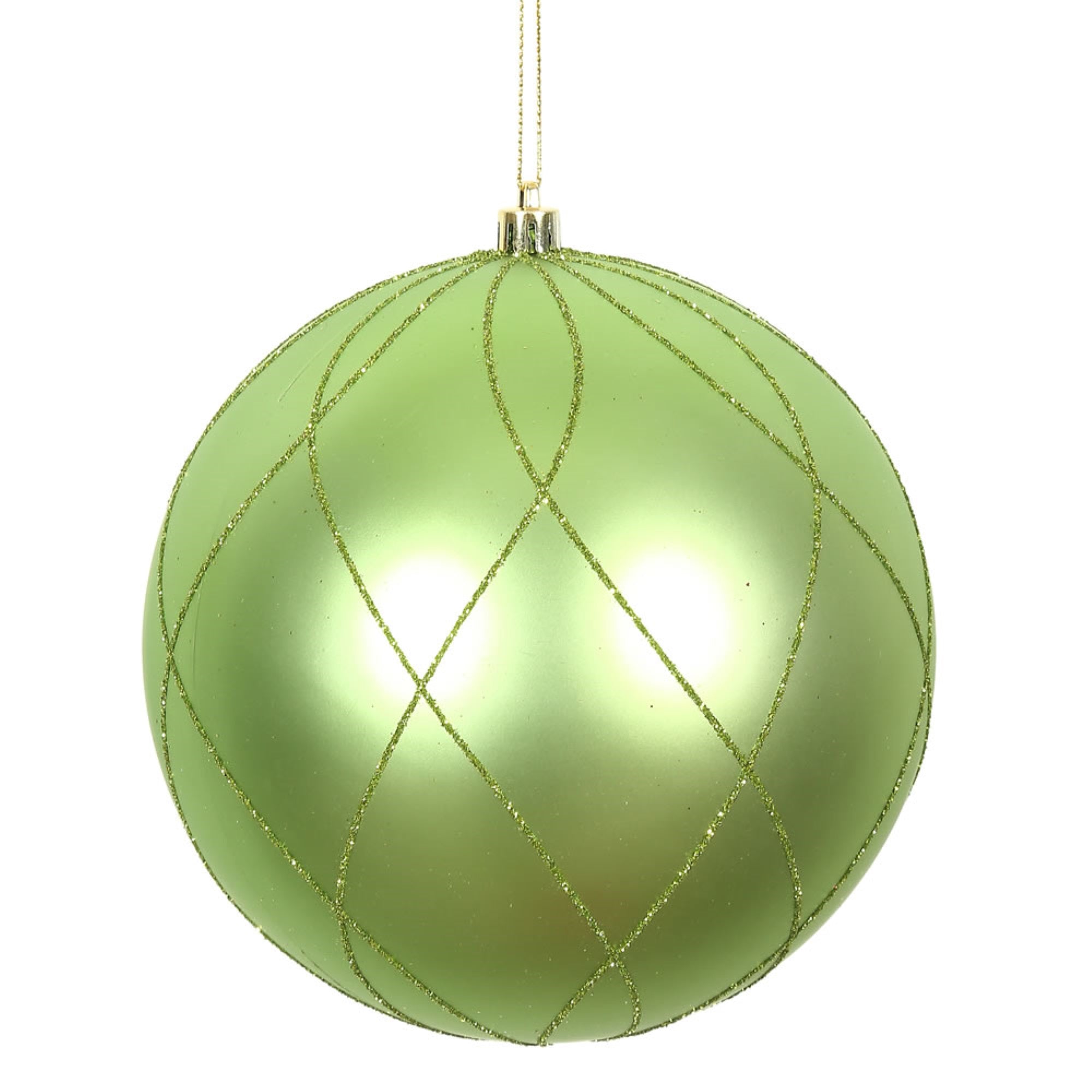 6” Celadon Matt Glitter Swirl Ball 3/Bx