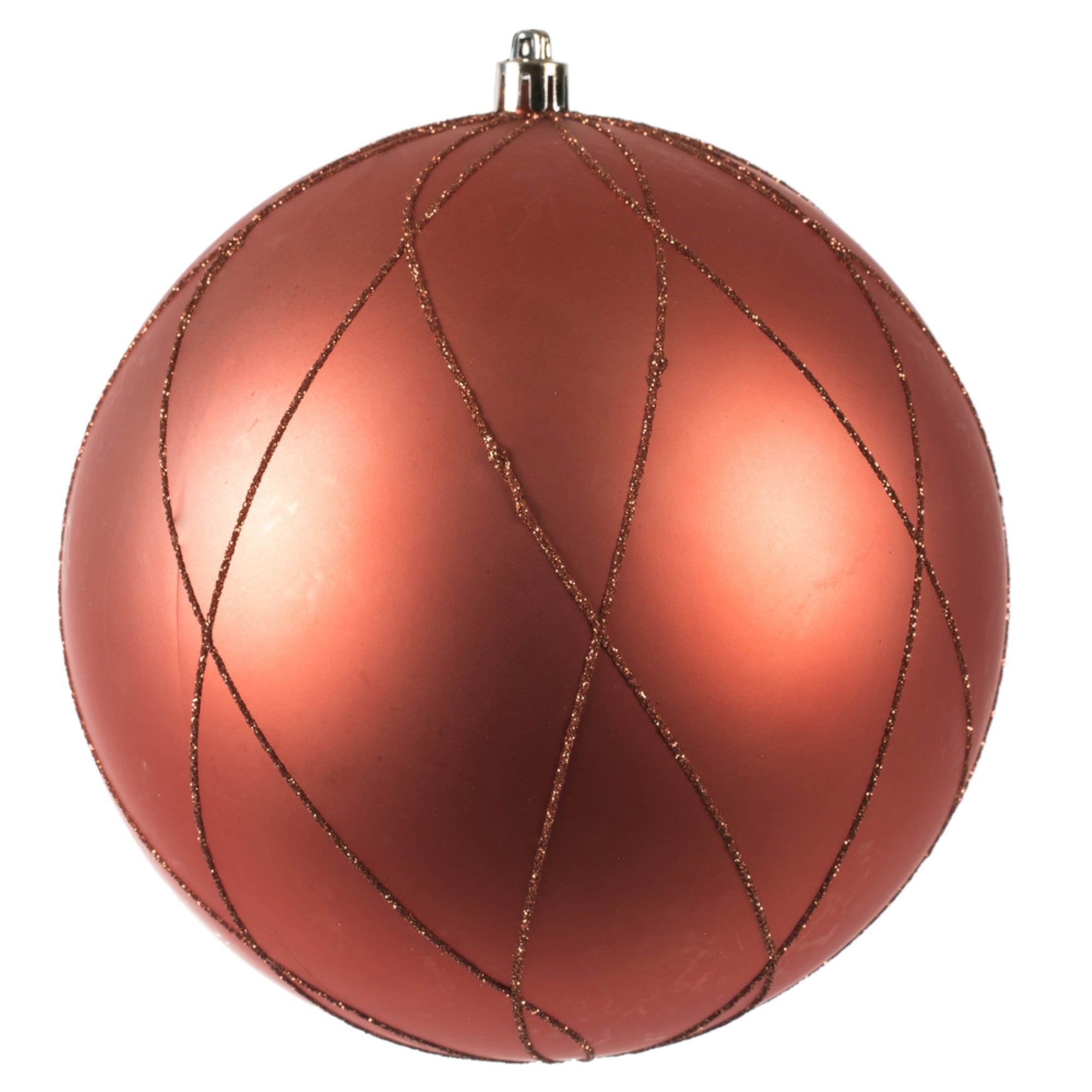 6” Coral Matt Glitter Swirl Ball 3/Bx