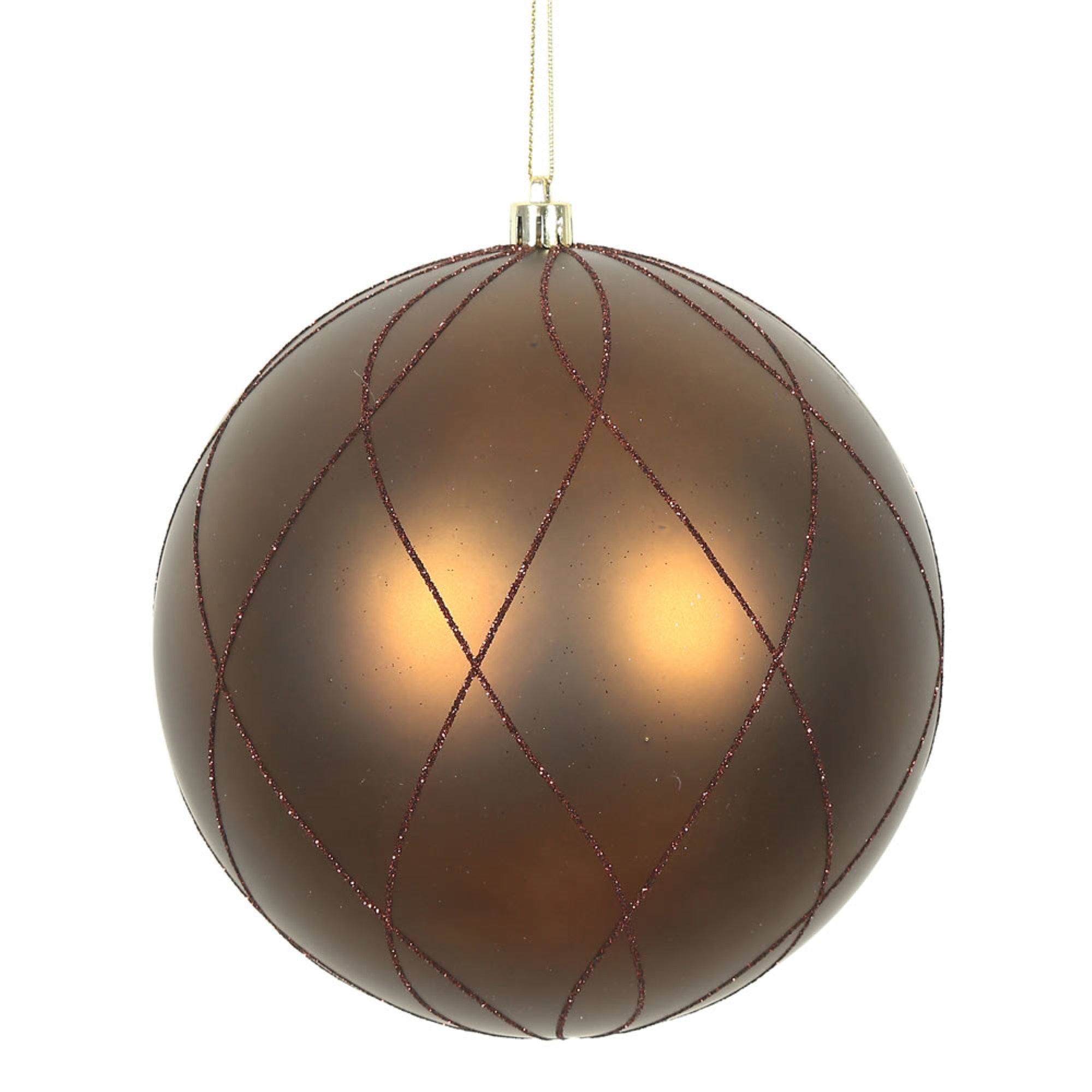 6” Mocha Matt Glitter Swirl Ball 3/Bx