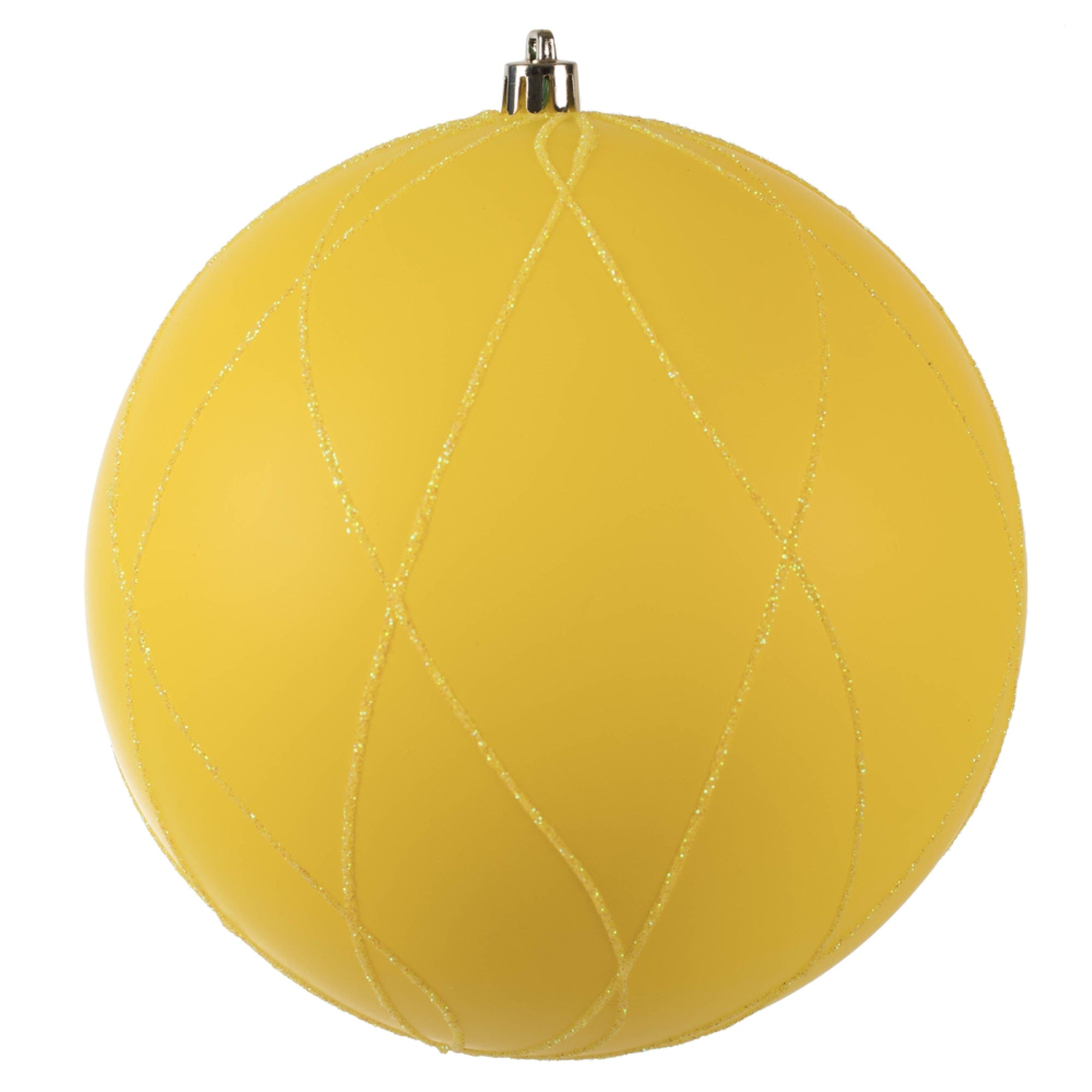 6” Yellow Matt Glitter Swirl Ball 3/Bx