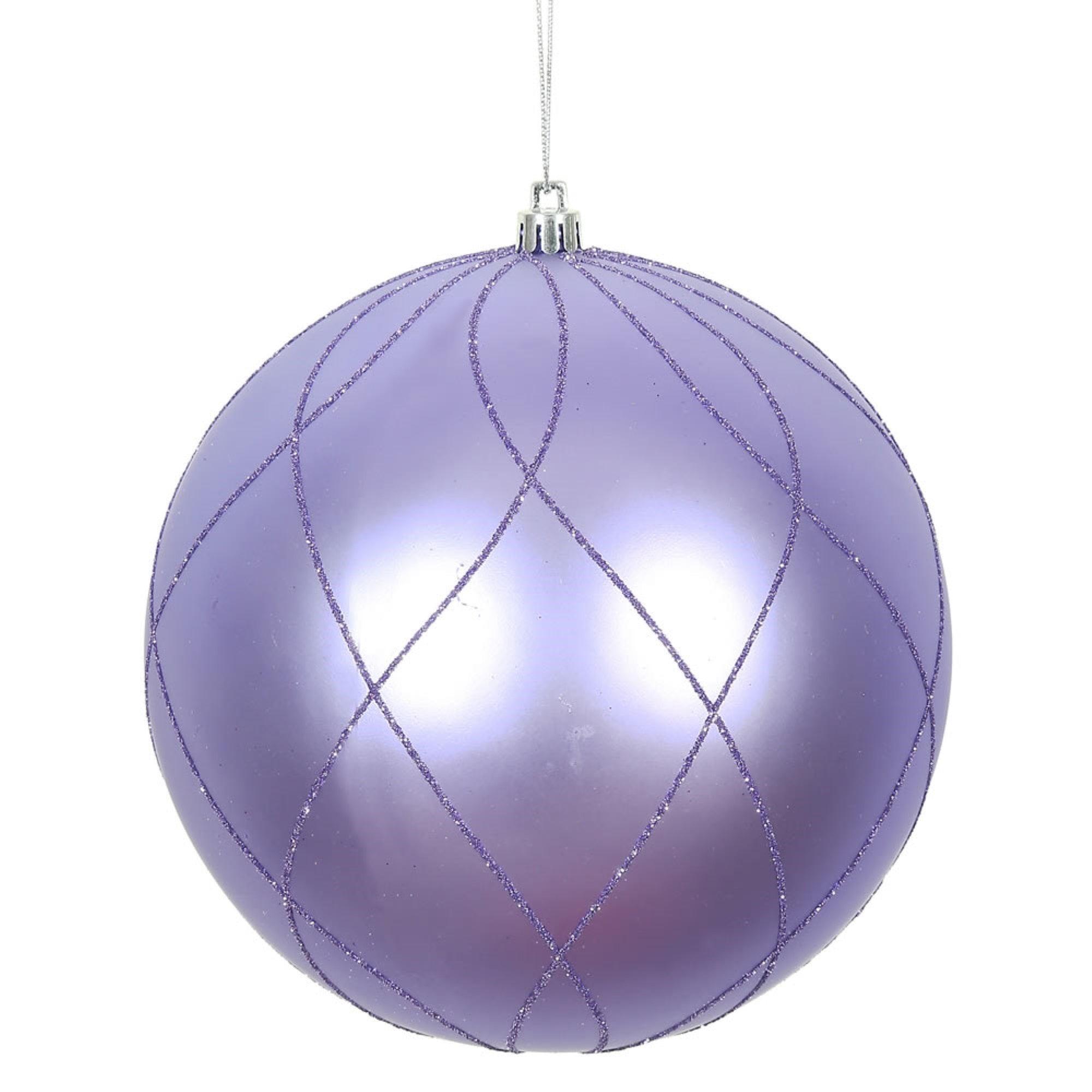 6” Lavender Matt Glitter Swirl Ball 3/Bx