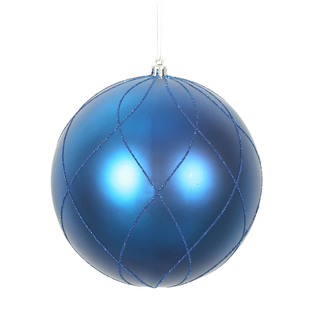 Vickerman 8” Blue Matte Glitter Swirl Ball 1/Bx - N170802D