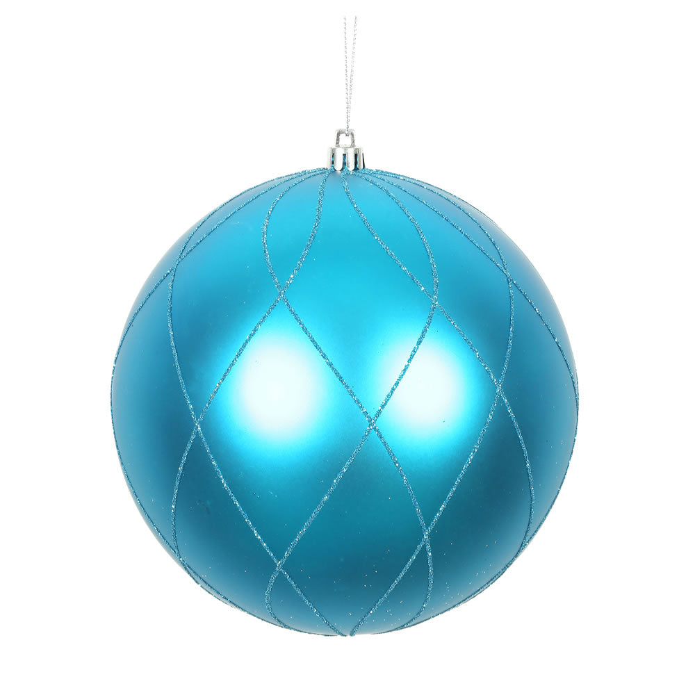 Vickerman 8” Turquoise Matt Glitte Swirl Ball 1/Bx - N170812D