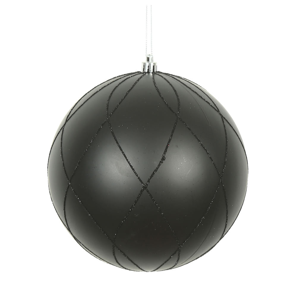 Vickerman 8” Black Matte Glitter Swirl Ball 1/Bx - N170817D