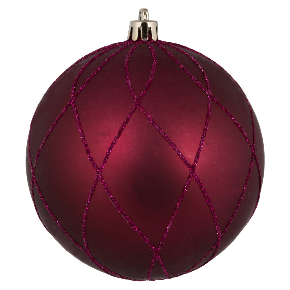 Vickerman 8” Berry Red Matte Glitter Swirl Ball - N170821D