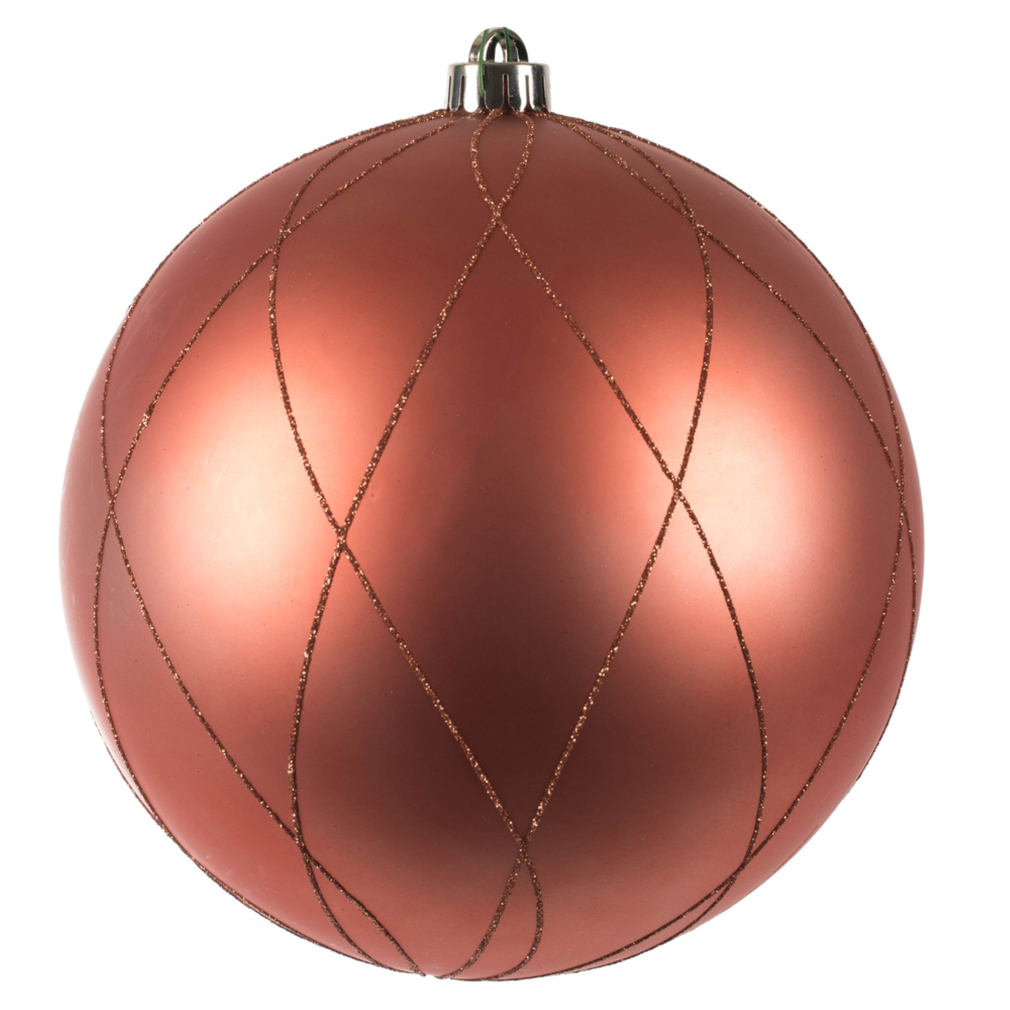 8” Coral Matte Glitter Swirl Ball 1/Bx