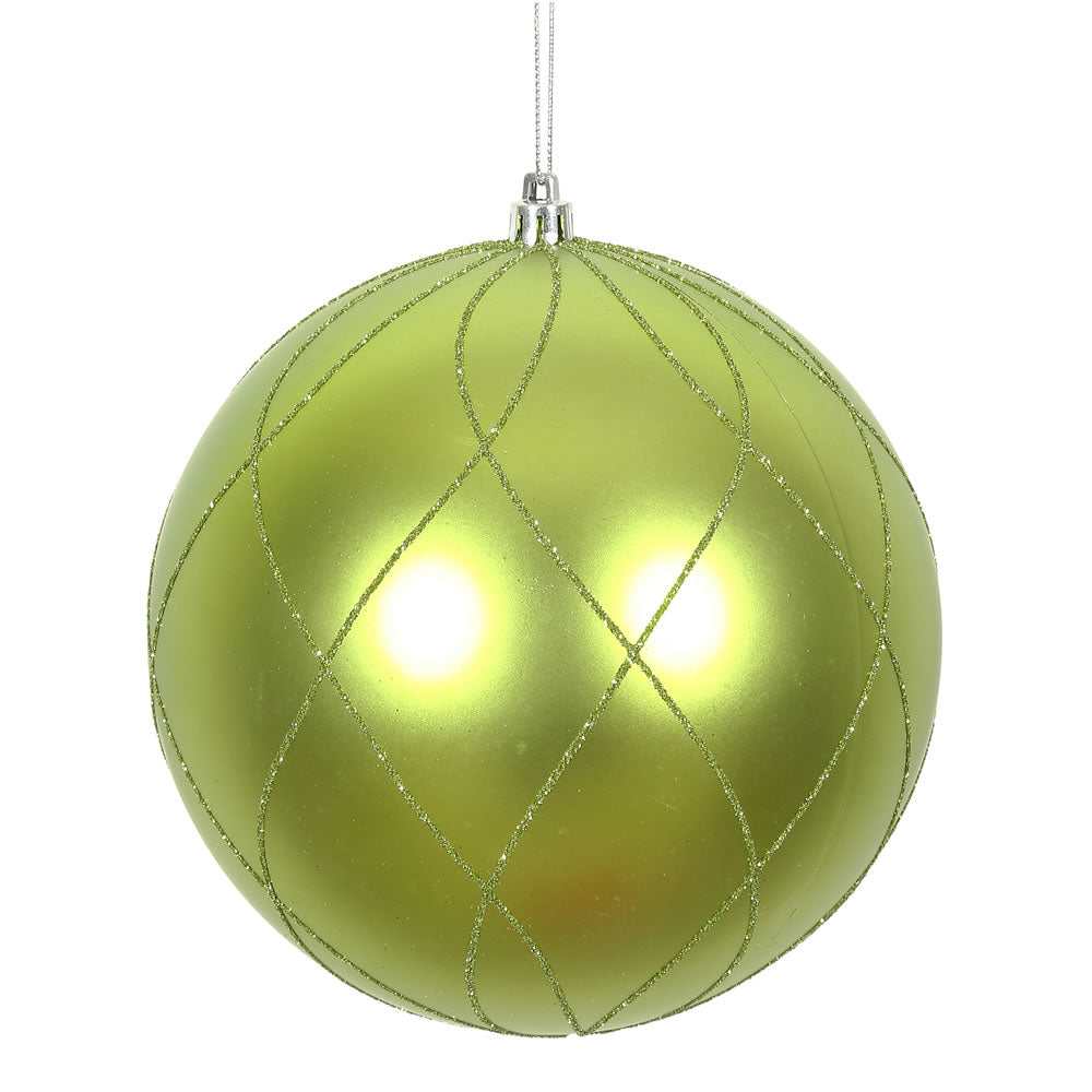 Vickerman 8” Lime Matte Glitter Swirl Ball 1/Bx - N170873D