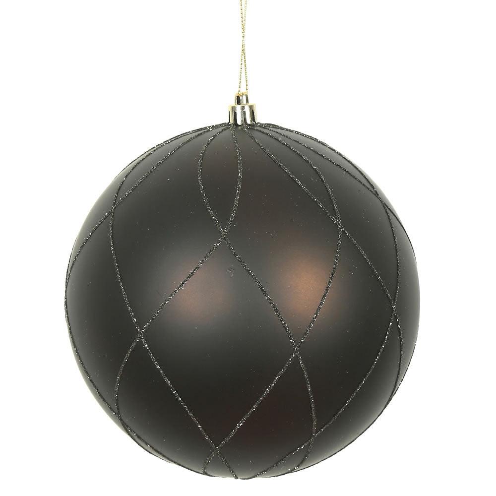 Vickerman 8” Chocolate Matt Glitte Swirl Ball 1/Bx - N170875D