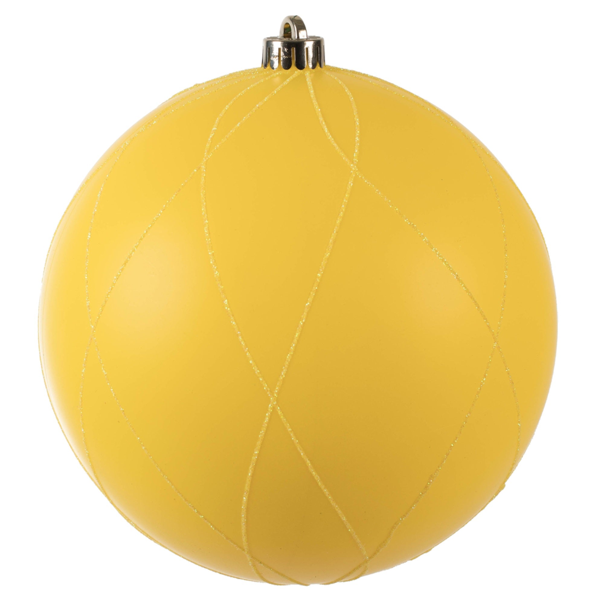 8” Yellow Matte Glitter Swirl Ball 1/Bx