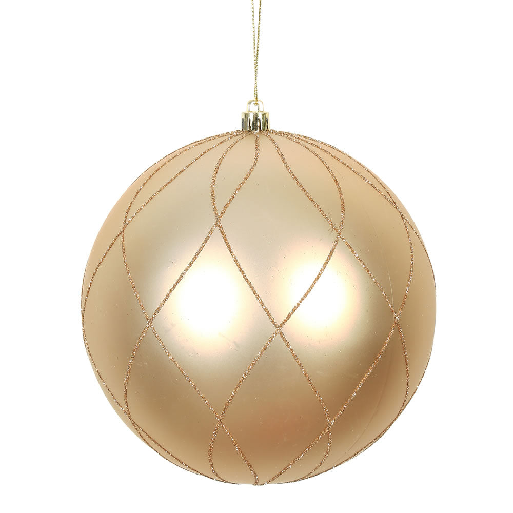 Vickerman 8” Caf Latte Matte Glit Swirl Ball 1/Bx - N170880D
