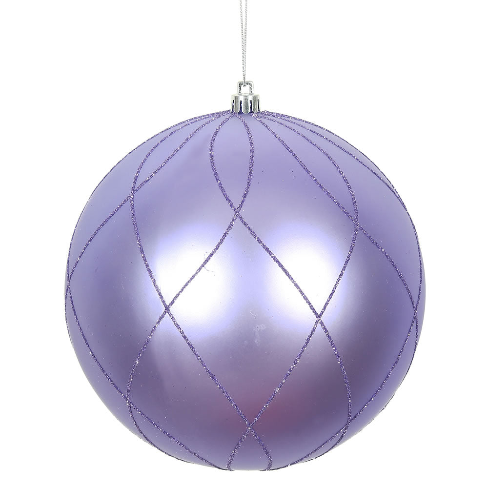 Vickerman 8” Lavender Matt Glitter Swirl Ball 1/Bx - N170886D