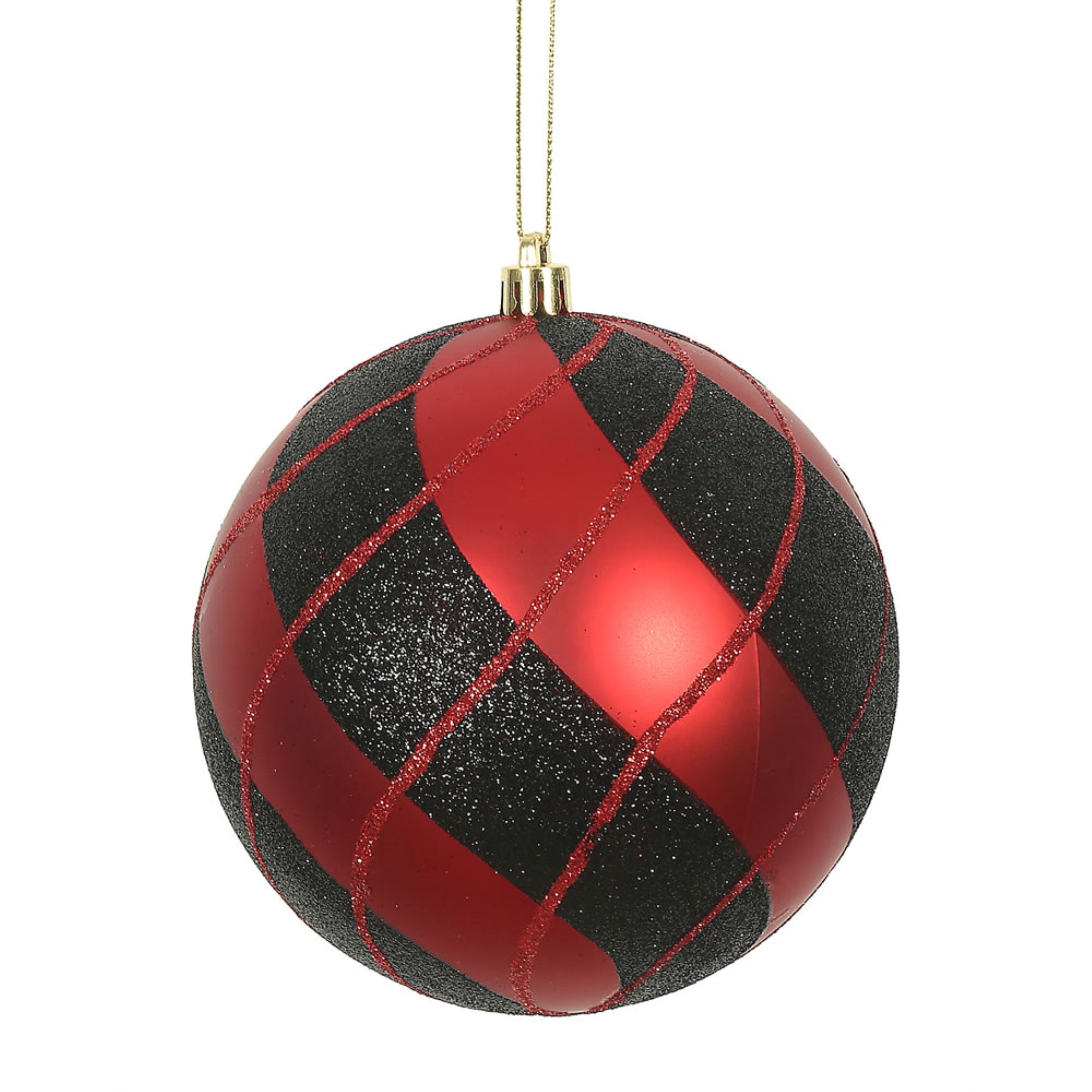 4.75” Red-Black Swirl Plaid Ball 4/Bx