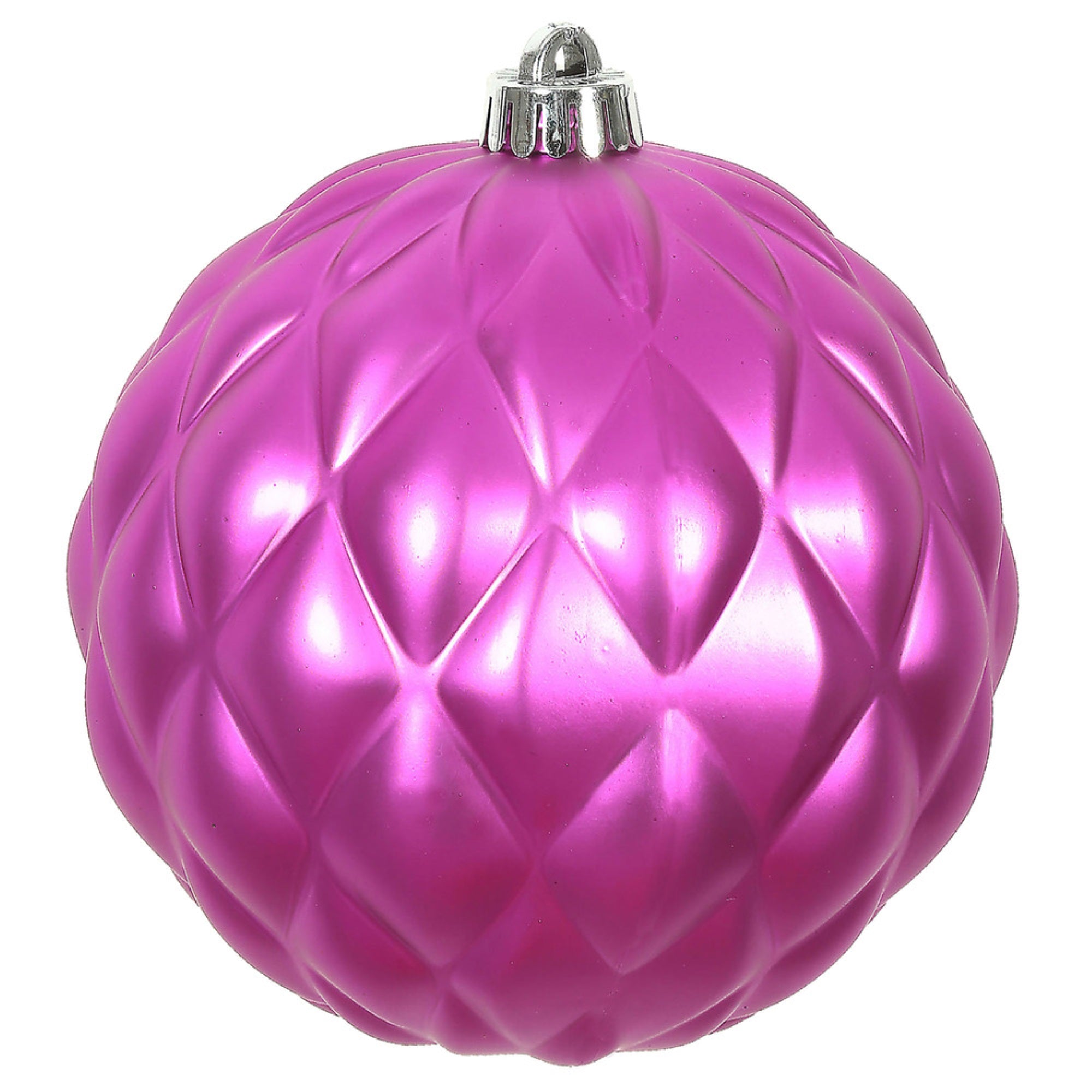 4” Fuchsia Matte Round Pine Cone 6/Bg