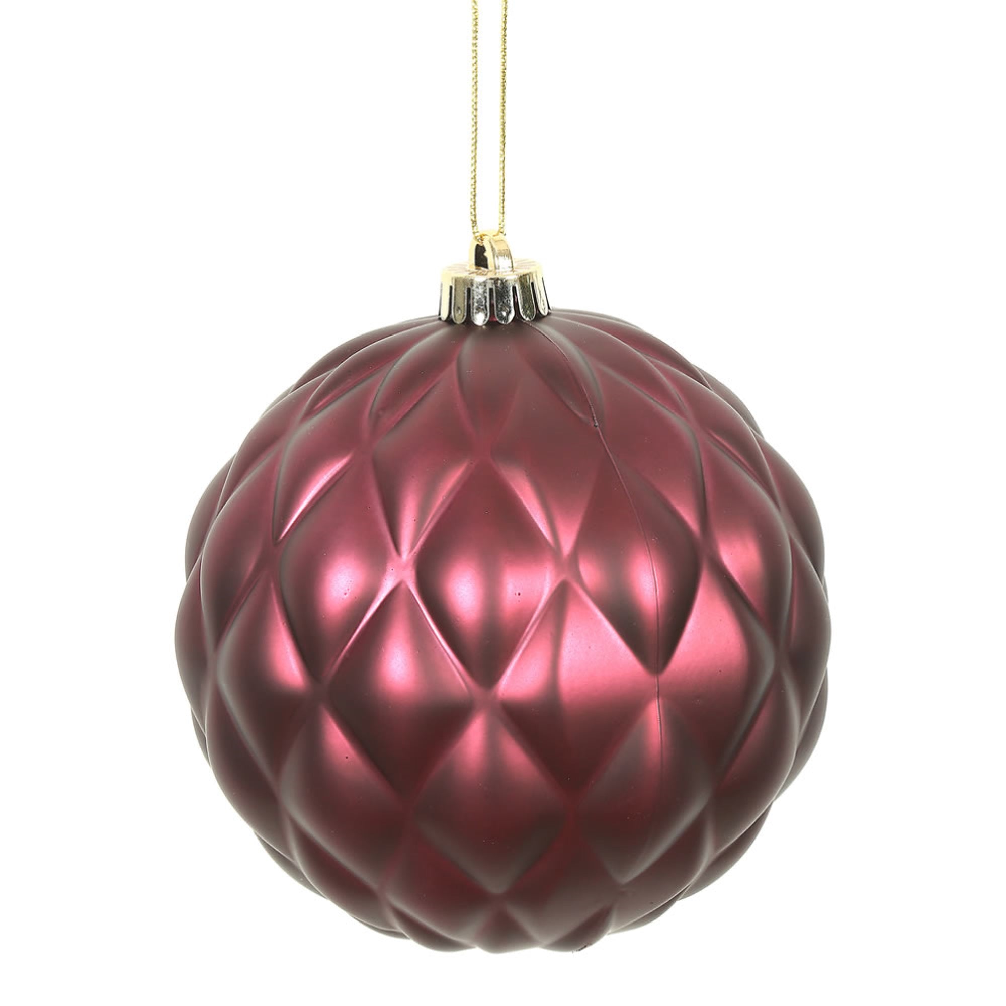 6” Wine Matte Round Pine Cone 4/Bg