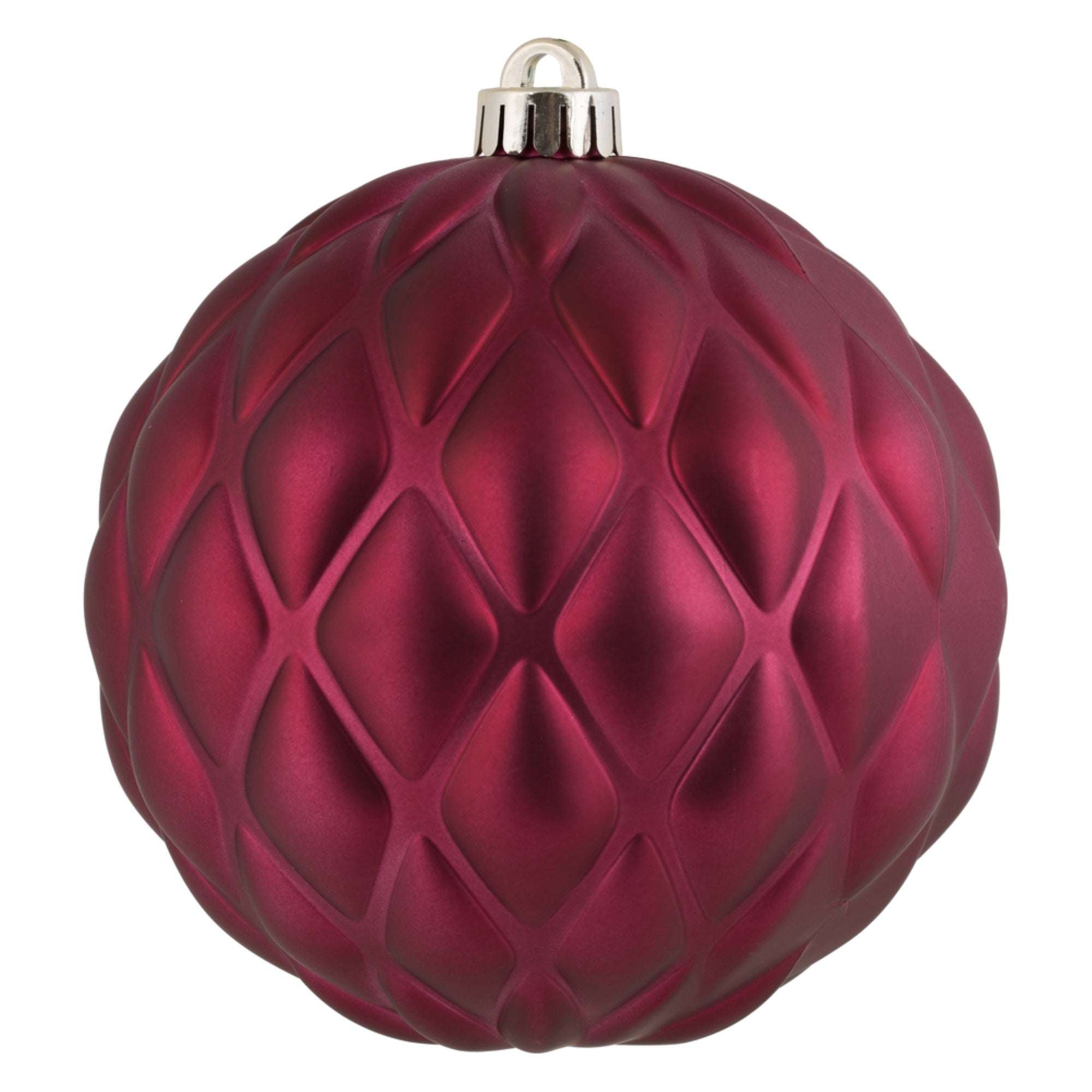 6” Berry Red Matte Round Pine Cone 4/Bg