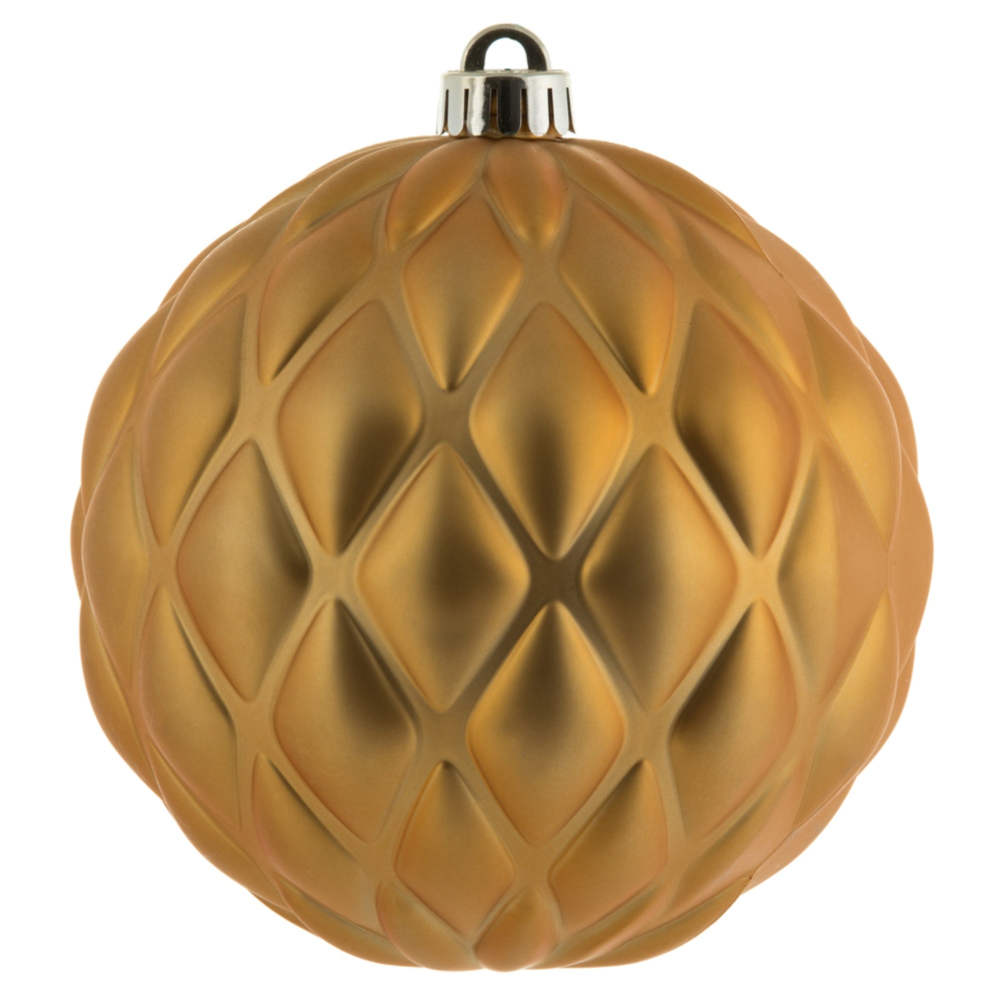 6” CopperGold Matte Round Pine Cone 4/Bg