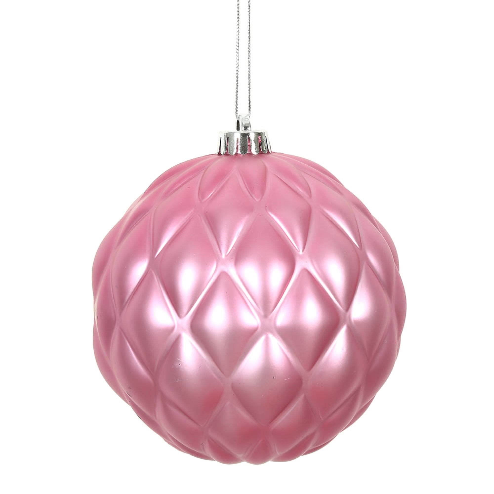 6” Mauve Matte Round Pine Cone 4/Bg