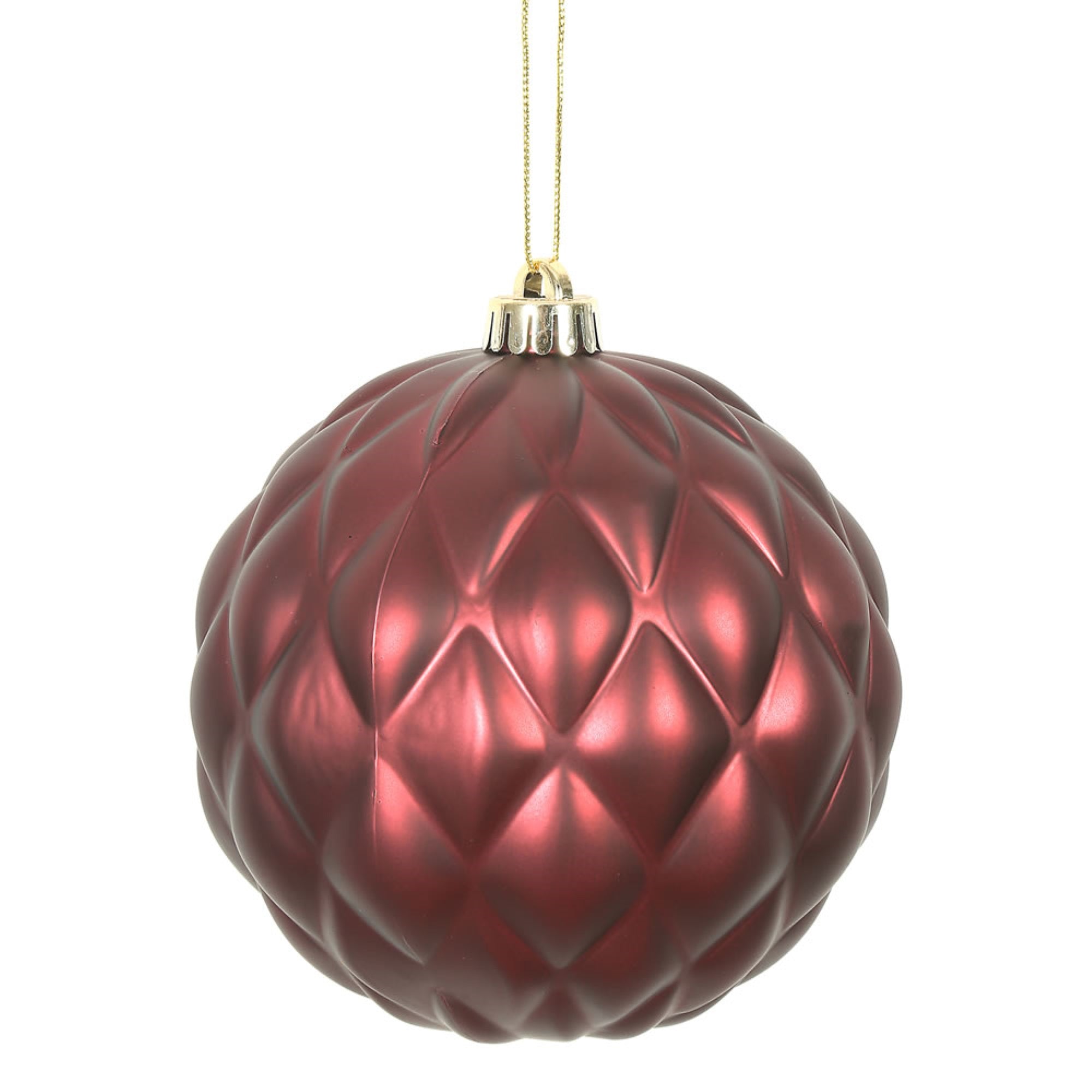 6” Burgundy Matte Round Pine Cone 4/Bg