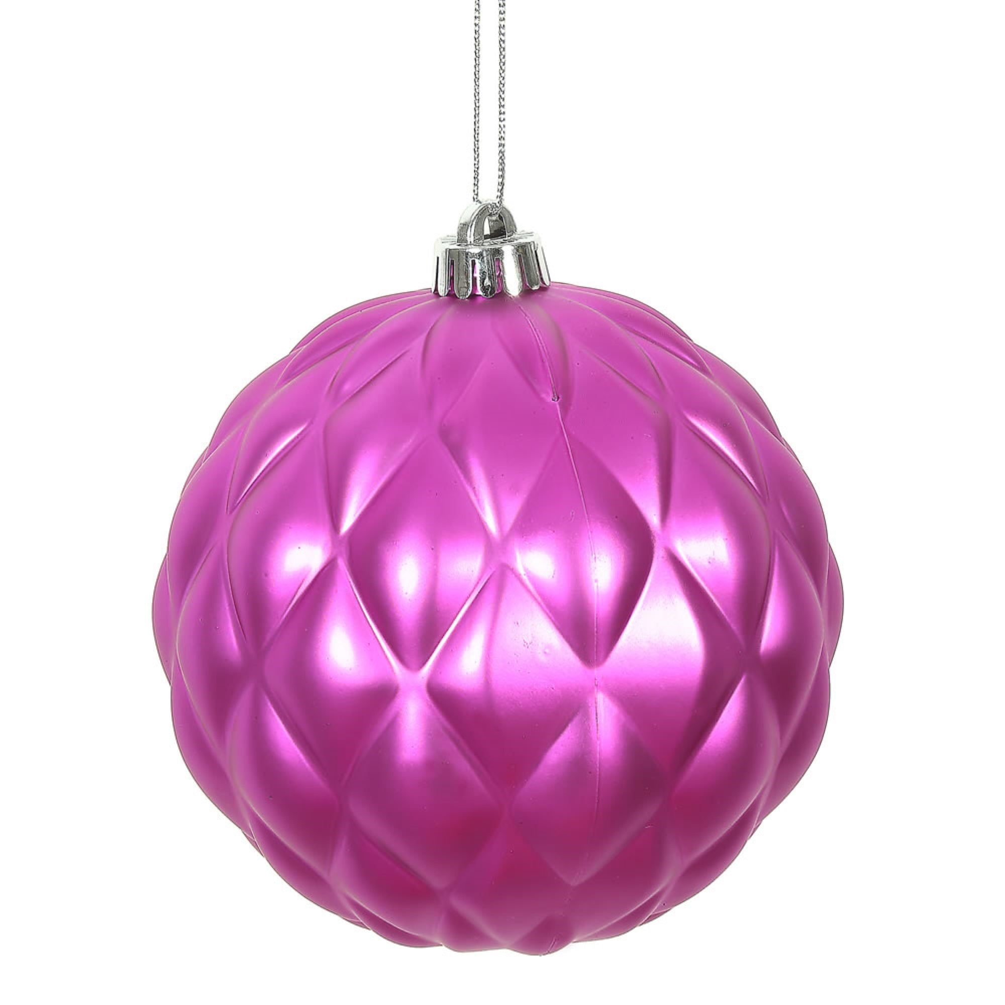 6” Fuchsia Matte Round Pine Cone 4/Bg