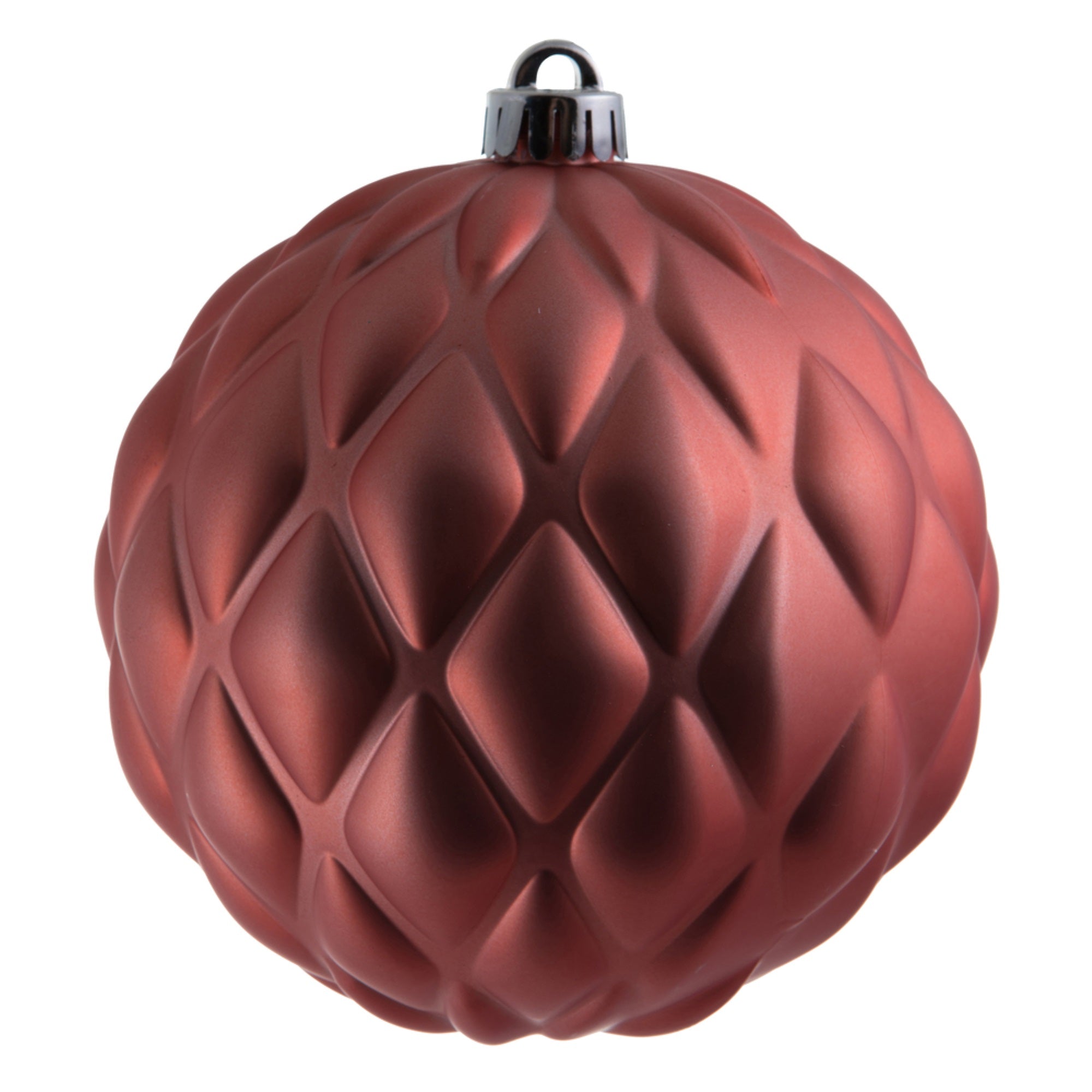 6” Coral Matte Round Pine Cone 4/Bg
