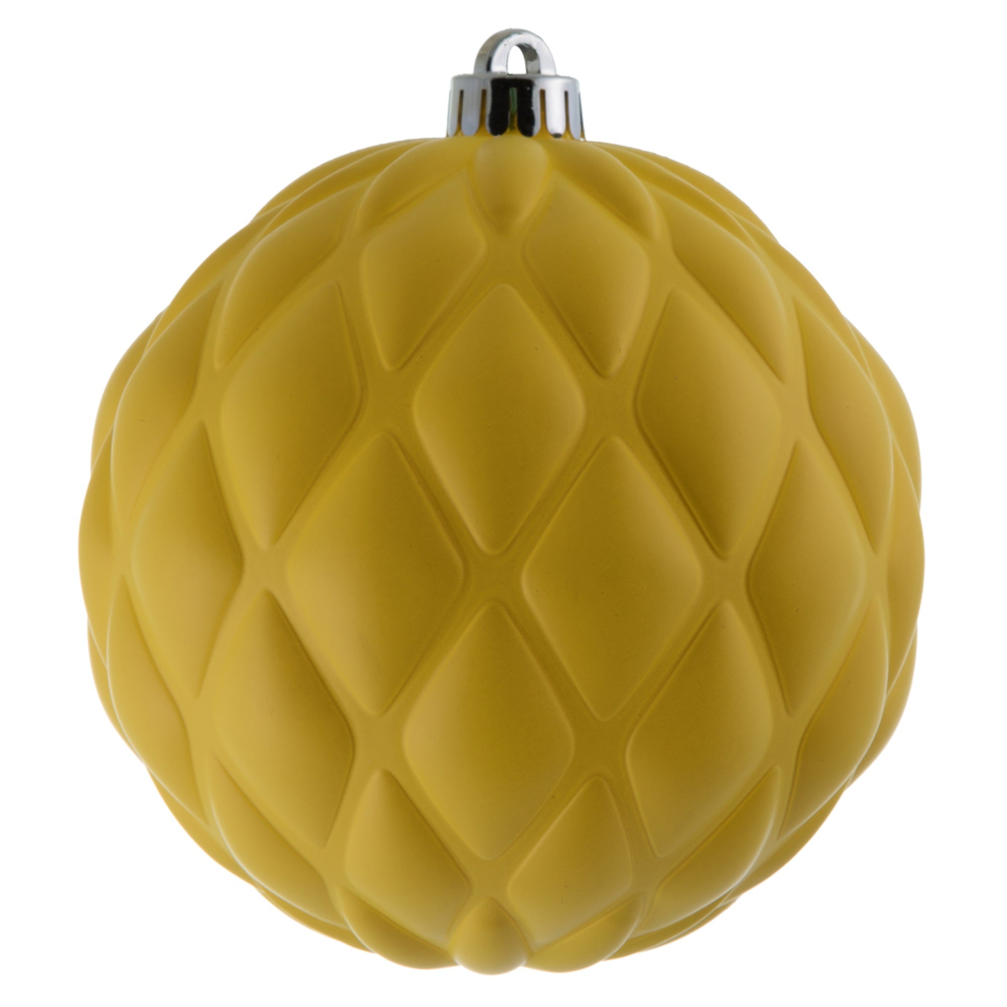6” Yellow Matte Round Pine Cone 4/Bg