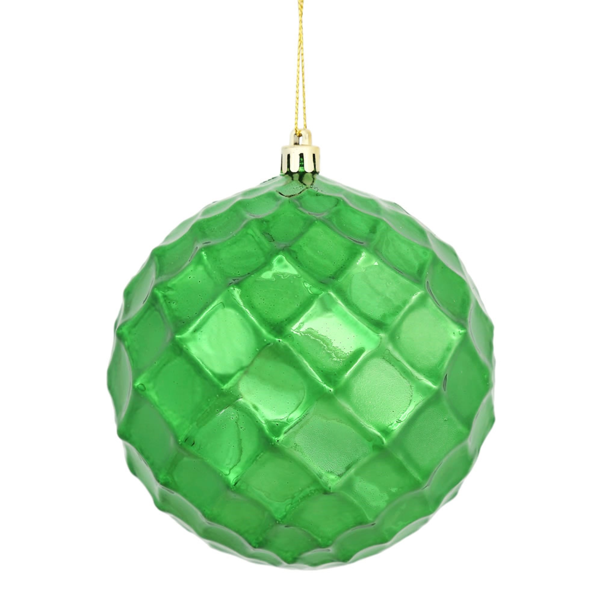 4” Emerald Shiny Diamond Bauble 6/Bg