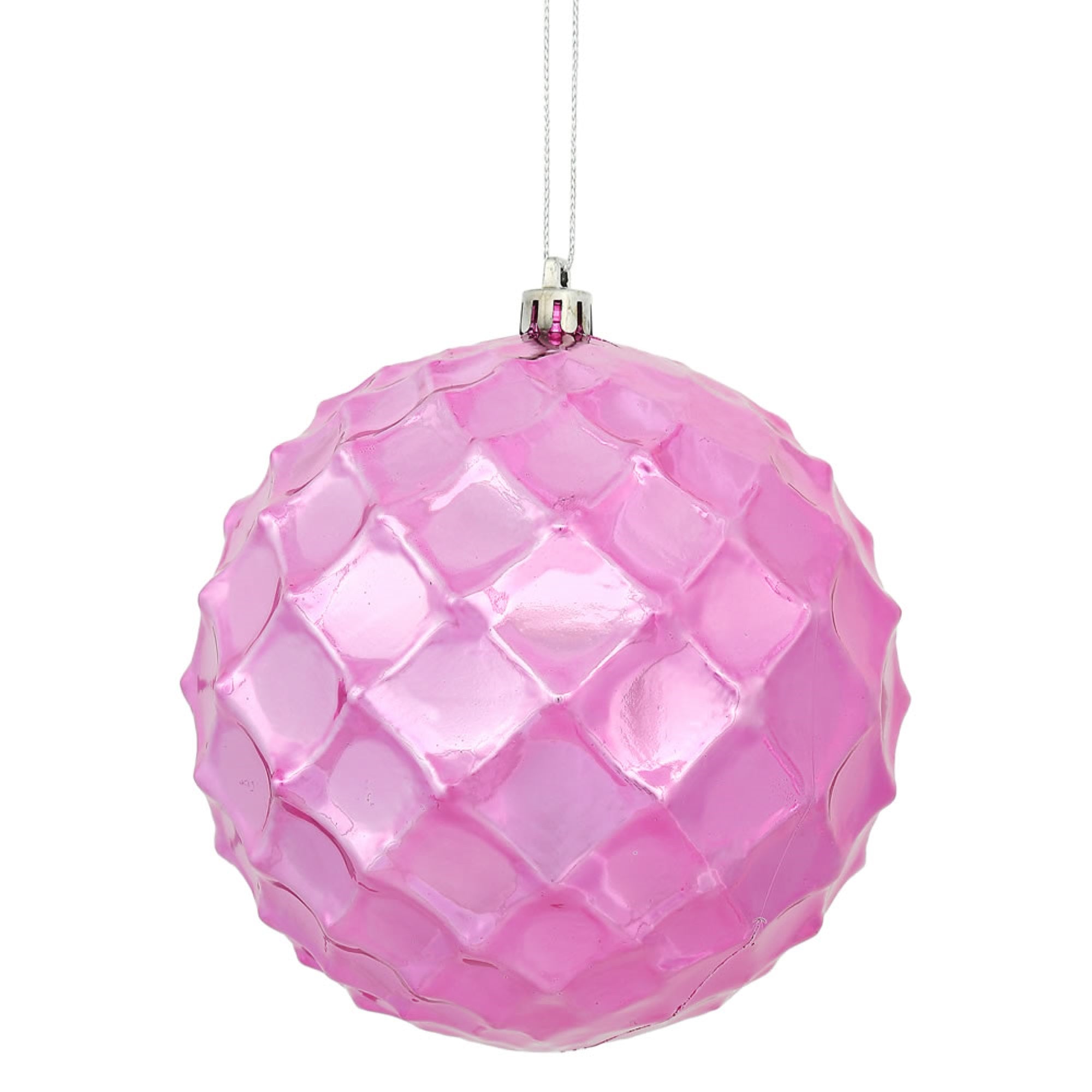 4” Mauve Shiny Diamond Bauble 6/Bg