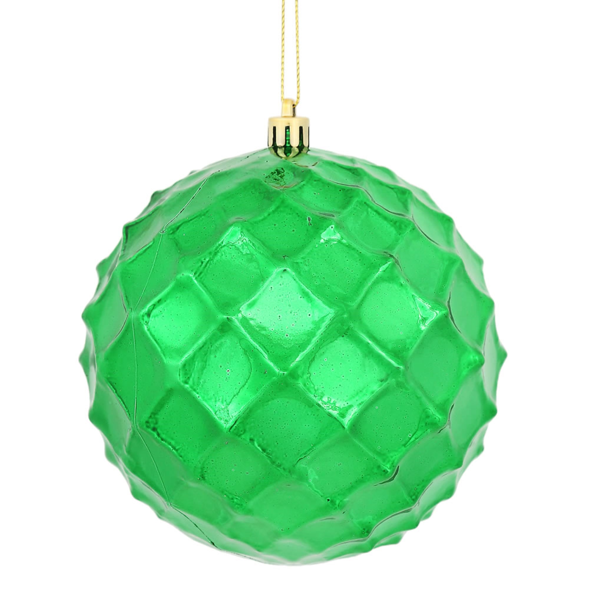 4.75” Green Shiny Diamond Bauble 4/Bg