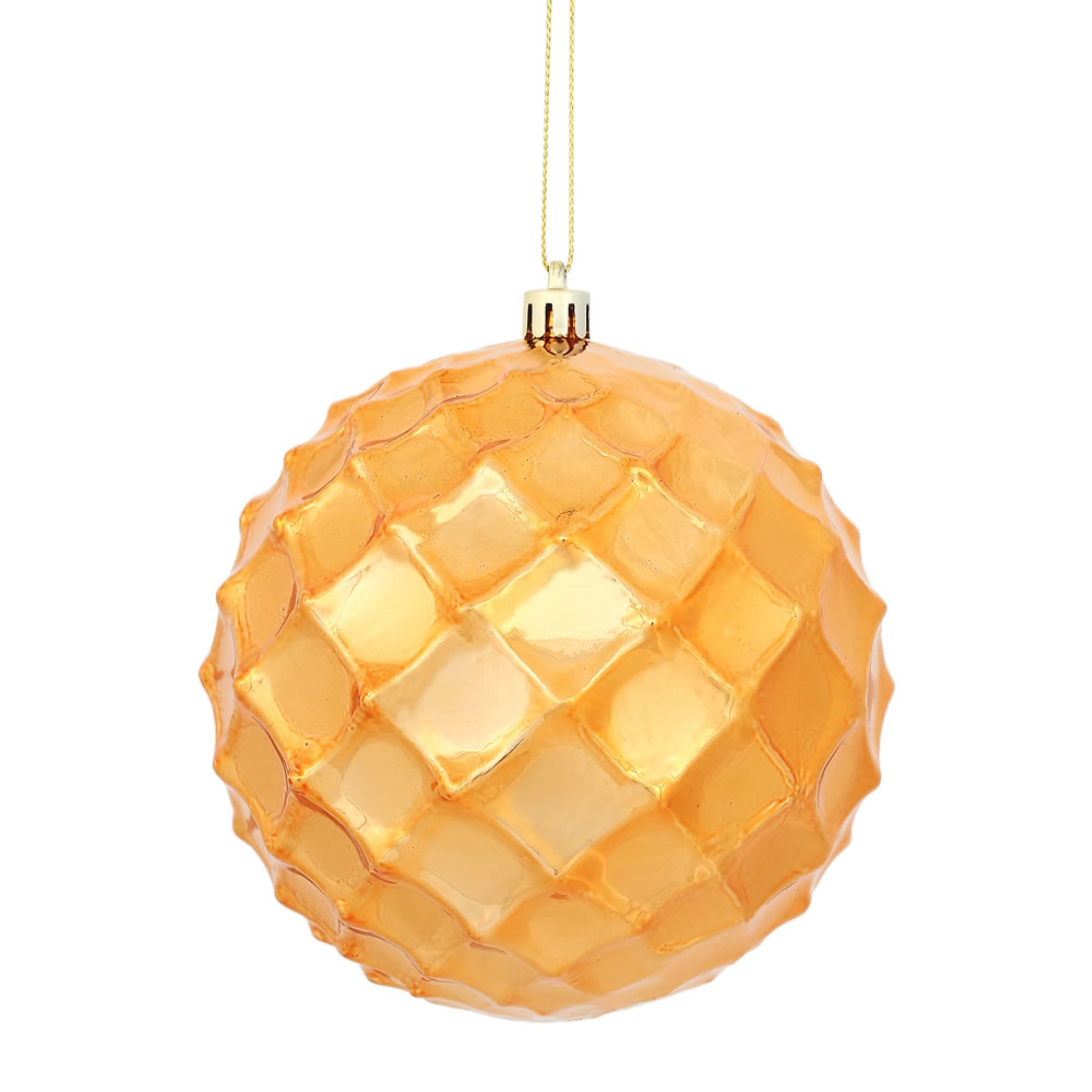 4.75” Burn Orange Shiny Diam Bauble 4/Bg