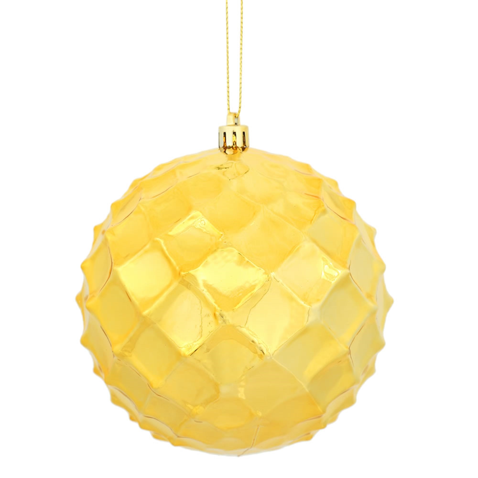 4.75” Honey Gold Shiny Diam Bauble 4/Bg
