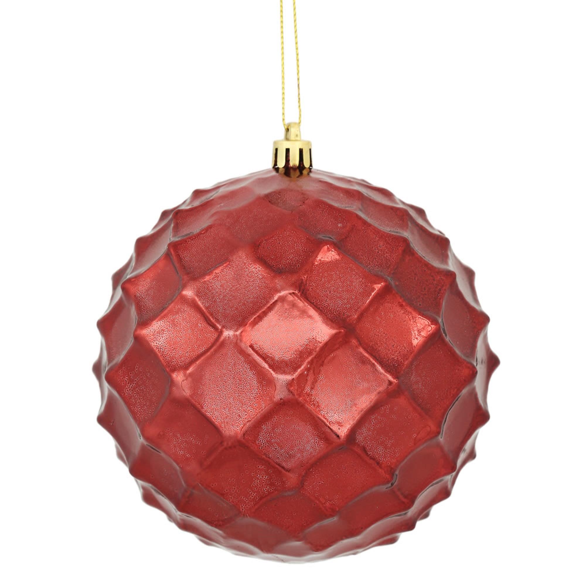 4.75” Burgundy Shiny Diamond Bauble 4/Bg