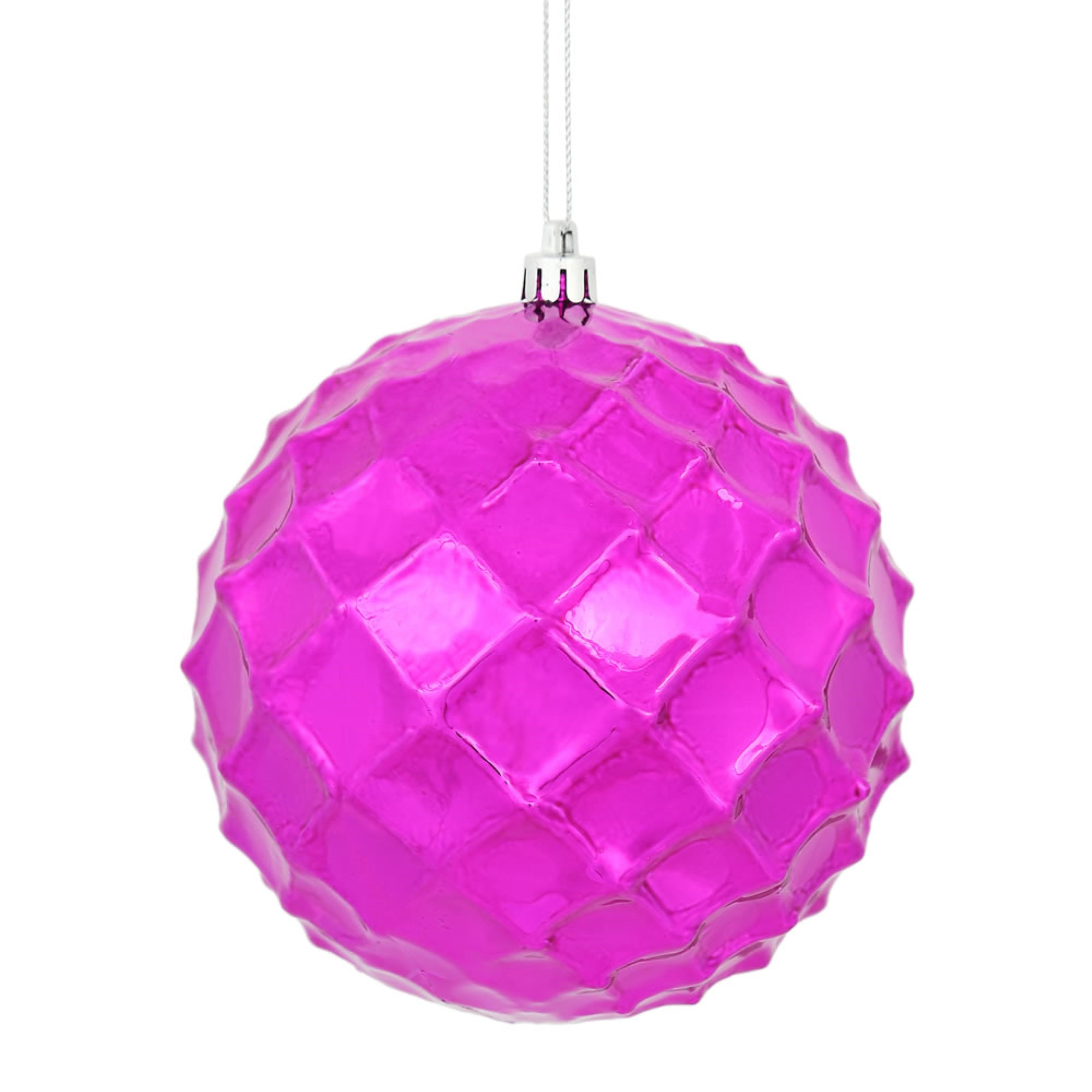 4.75” Fuchsia Shiny Diamond Bauble 4/Bg