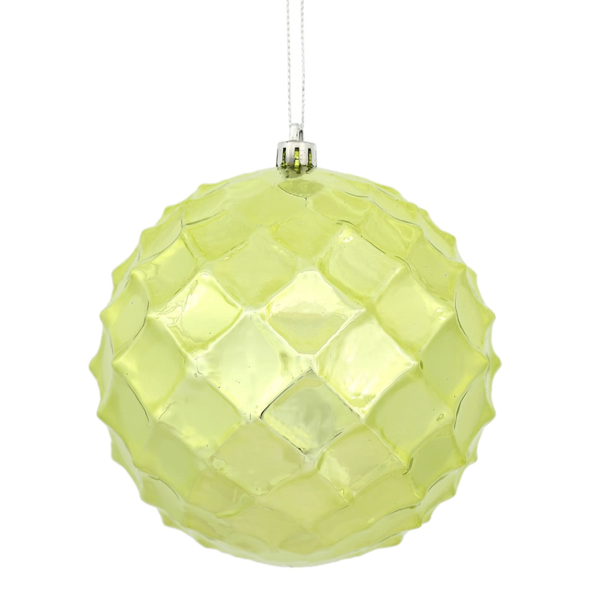 4.75” Lime Shiny Diamond Bauble 4/Bg