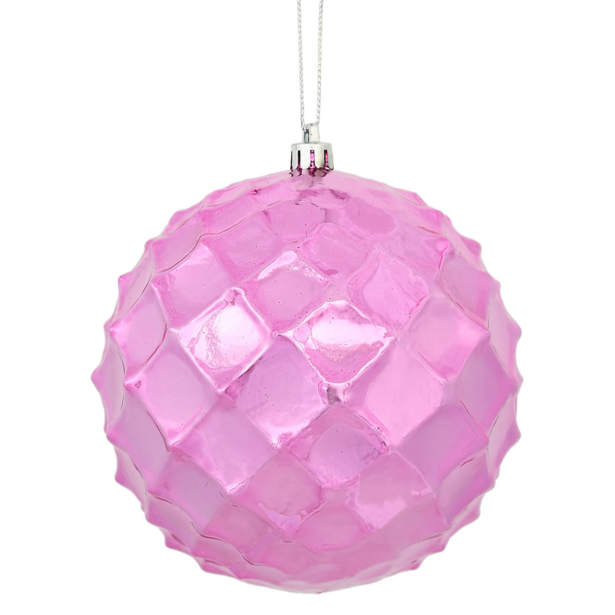 4.75” Pink Shiny Diamond Bauble 4/Bg