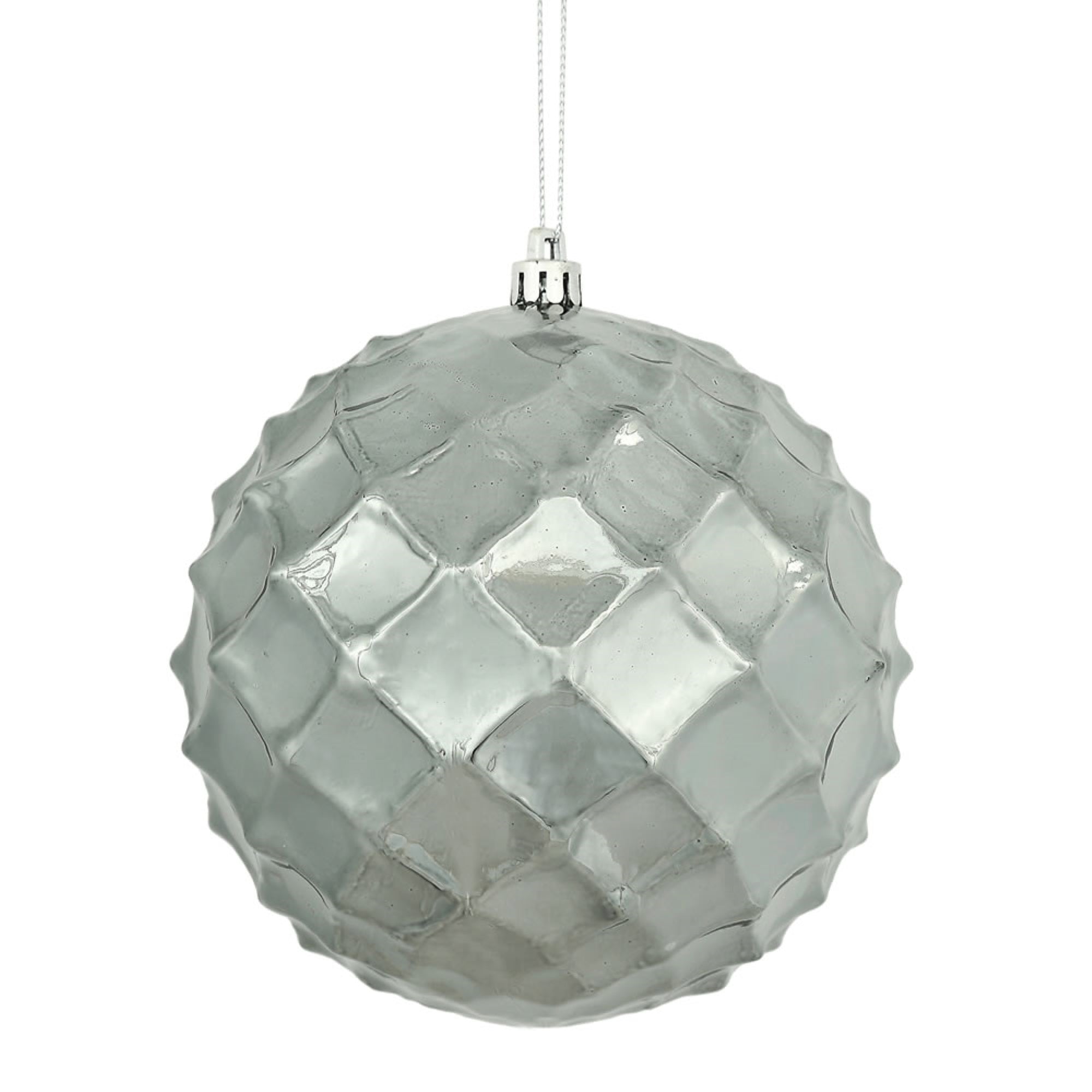 4.75” Pewter Shiny Diamond Bauble 4/Bg