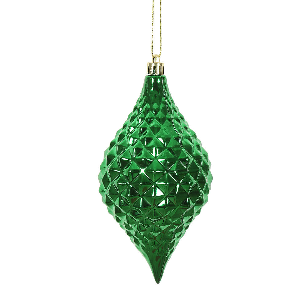 Vickerman 6” x 3” Green Shiny Diamond Drop 4/Bg - N174904D