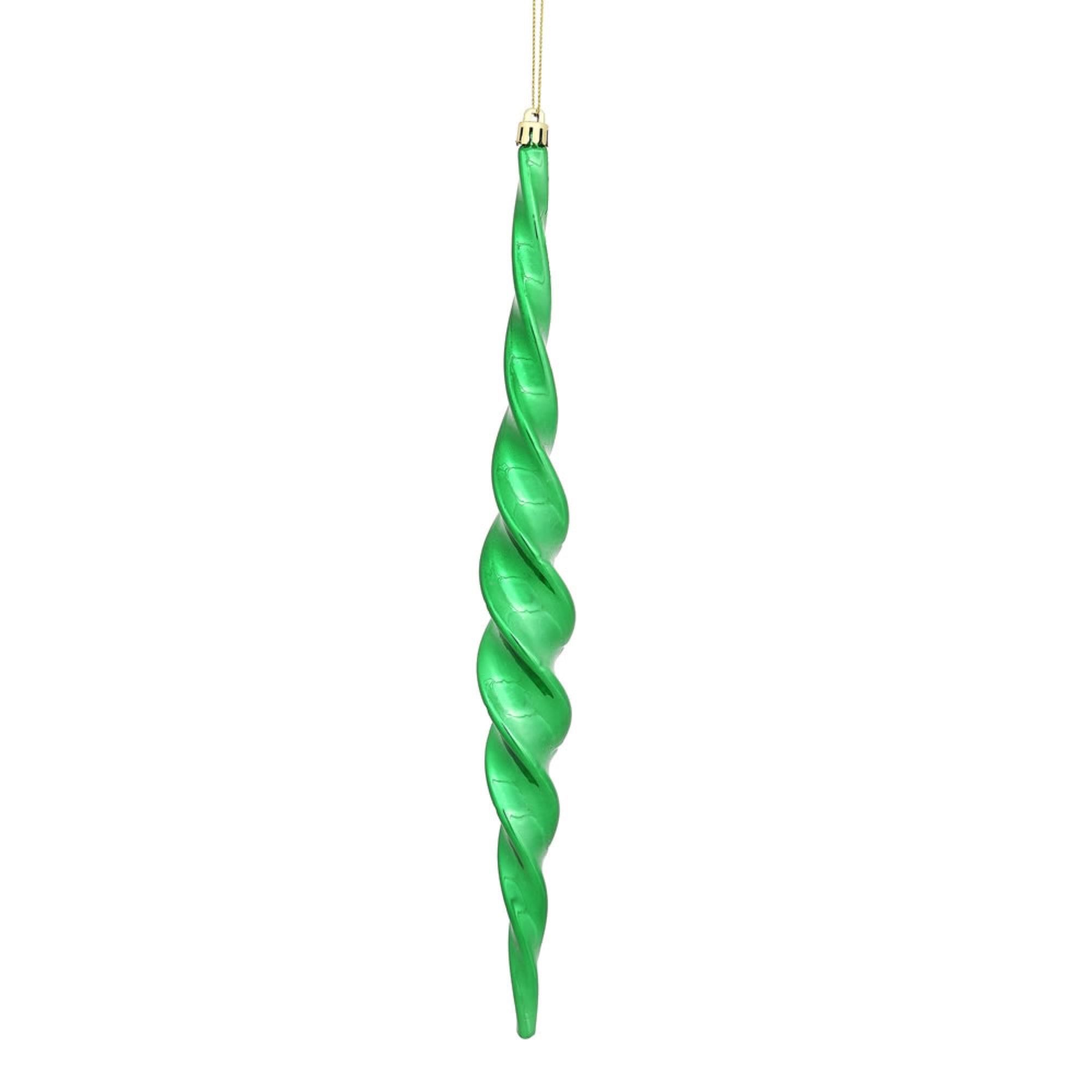 14.6” Green Shiny Spiral Icicle 2/Bx