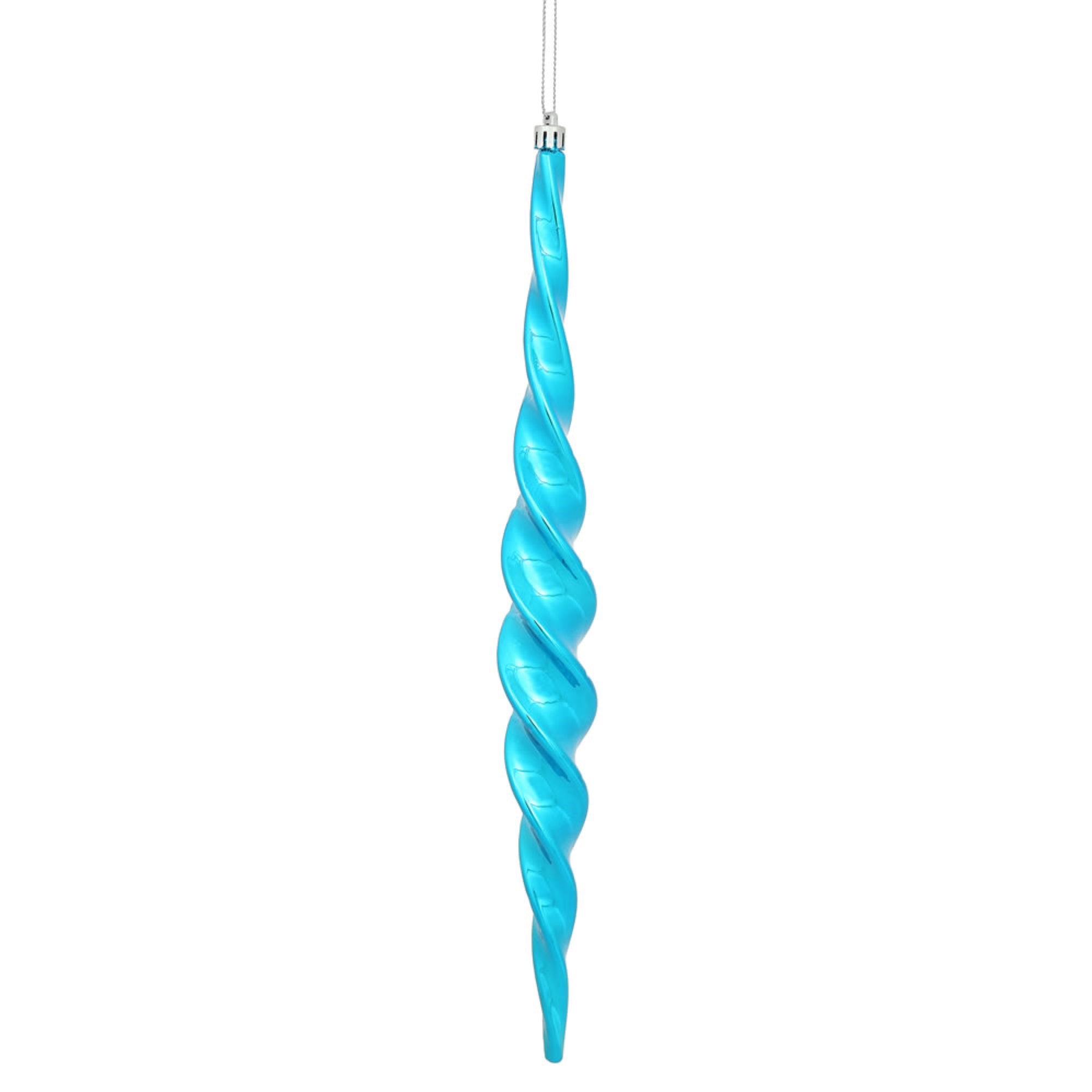 14.6” Turquoise Shiny Spiral Icicle 2/Bx